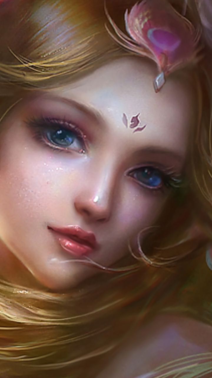 Download mobile wallpaper Fantasy, Face, Women, Blue Eyes for free.
