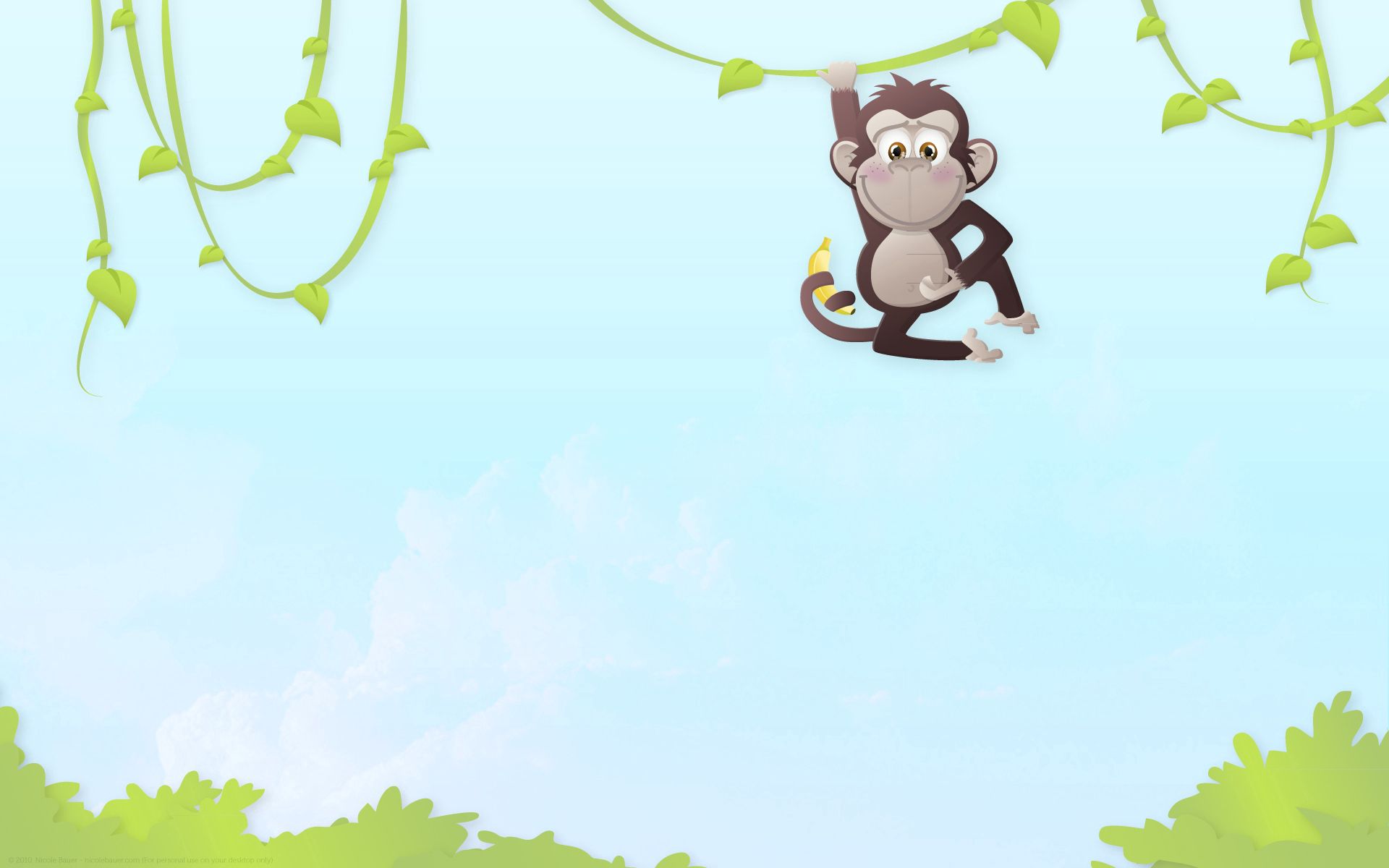 drawing, picture, vector, branch, monkey, hang Full HD