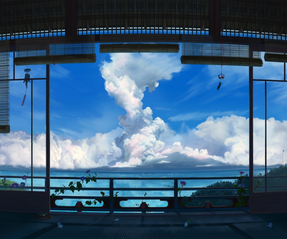 Baixe gratuitamente a imagem Anime, Paisagem, Mar, Nuvem, Original na área de trabalho do seu PC