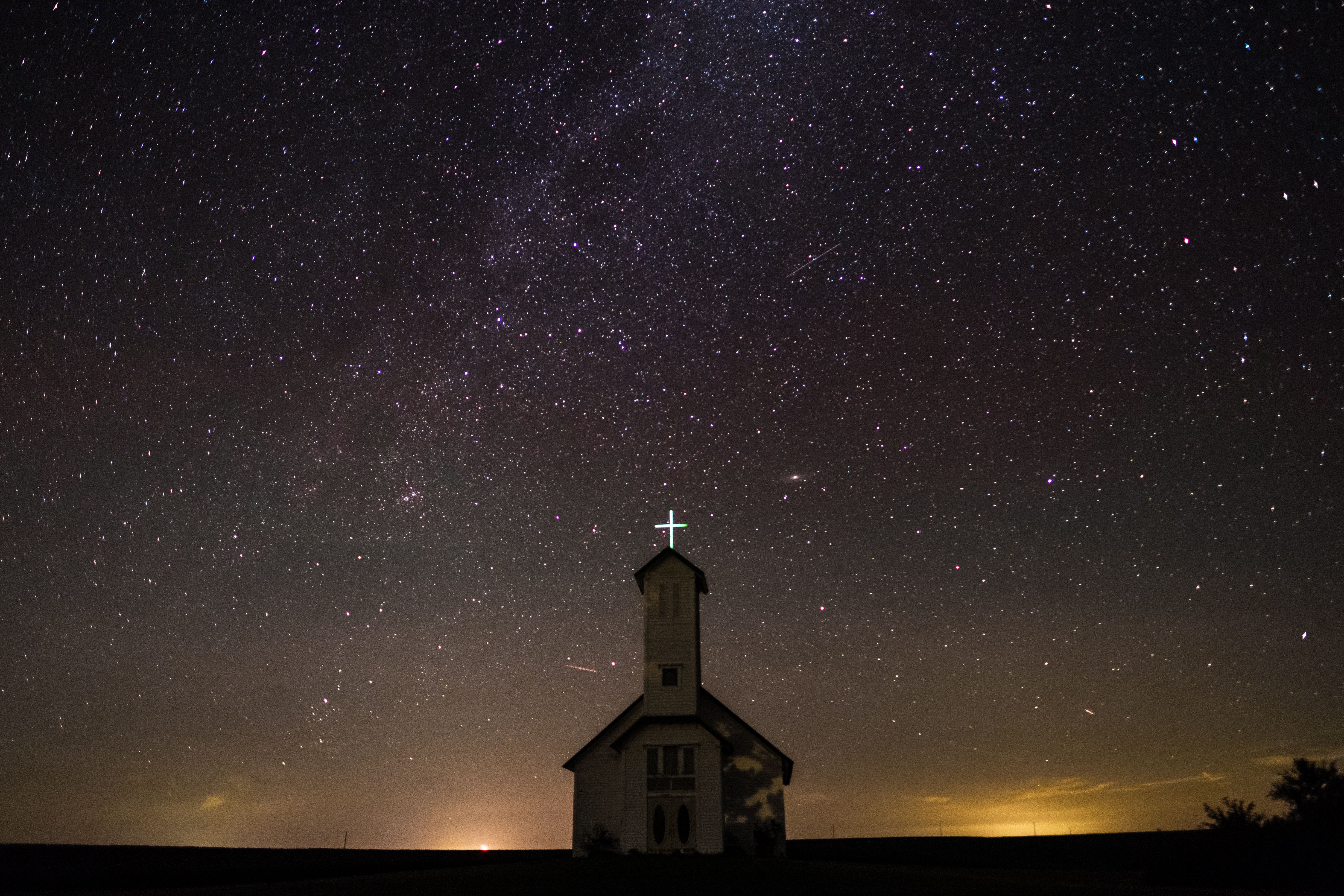 church, nature, night, usa, starry sky, united states, auckland, oakland