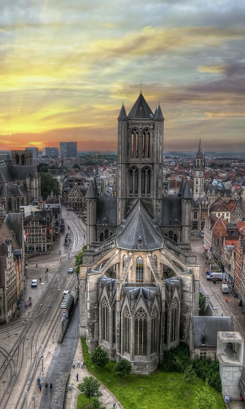 Download mobile wallpaper Architecture, City, Building, Panorama, Cityscape, Belgium, Ghent, Man Made, Towns for free.