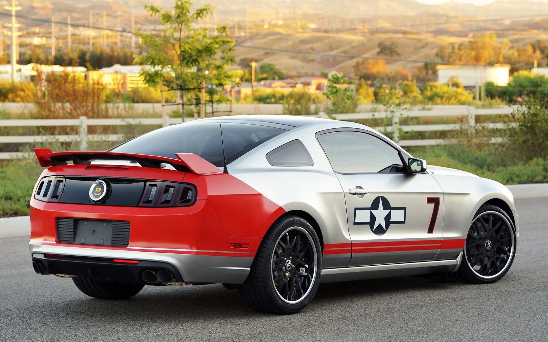 mustang, background, tuning, ford, cars, grey, back view, rear view, gt, muscle car, coupe, compartment, red tails