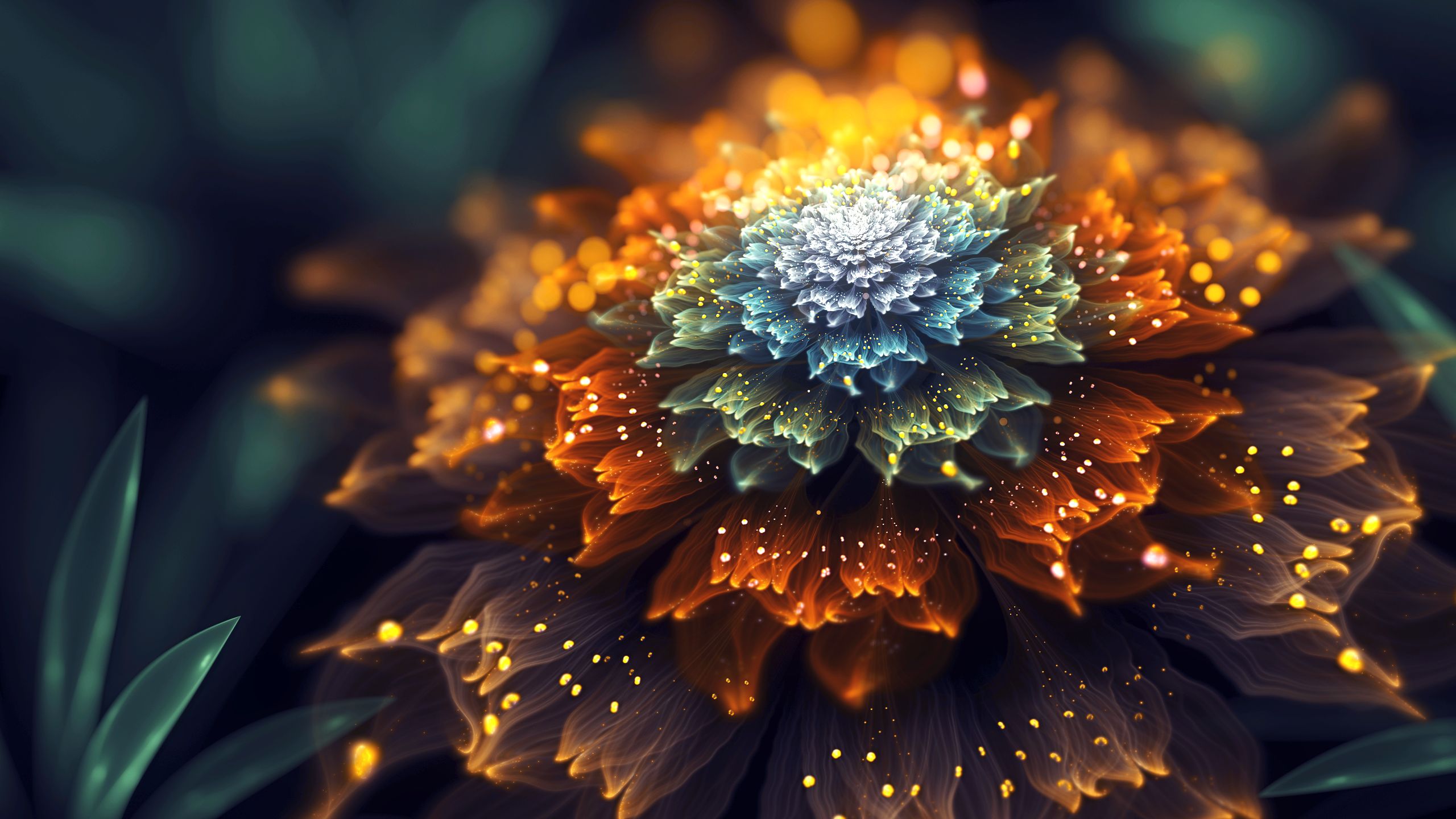 Laden Sie das Abstrakt, Blume, Licht, Fraktale, Farben, Orange Farbe)-Bild kostenlos auf Ihren PC-Desktop herunter
