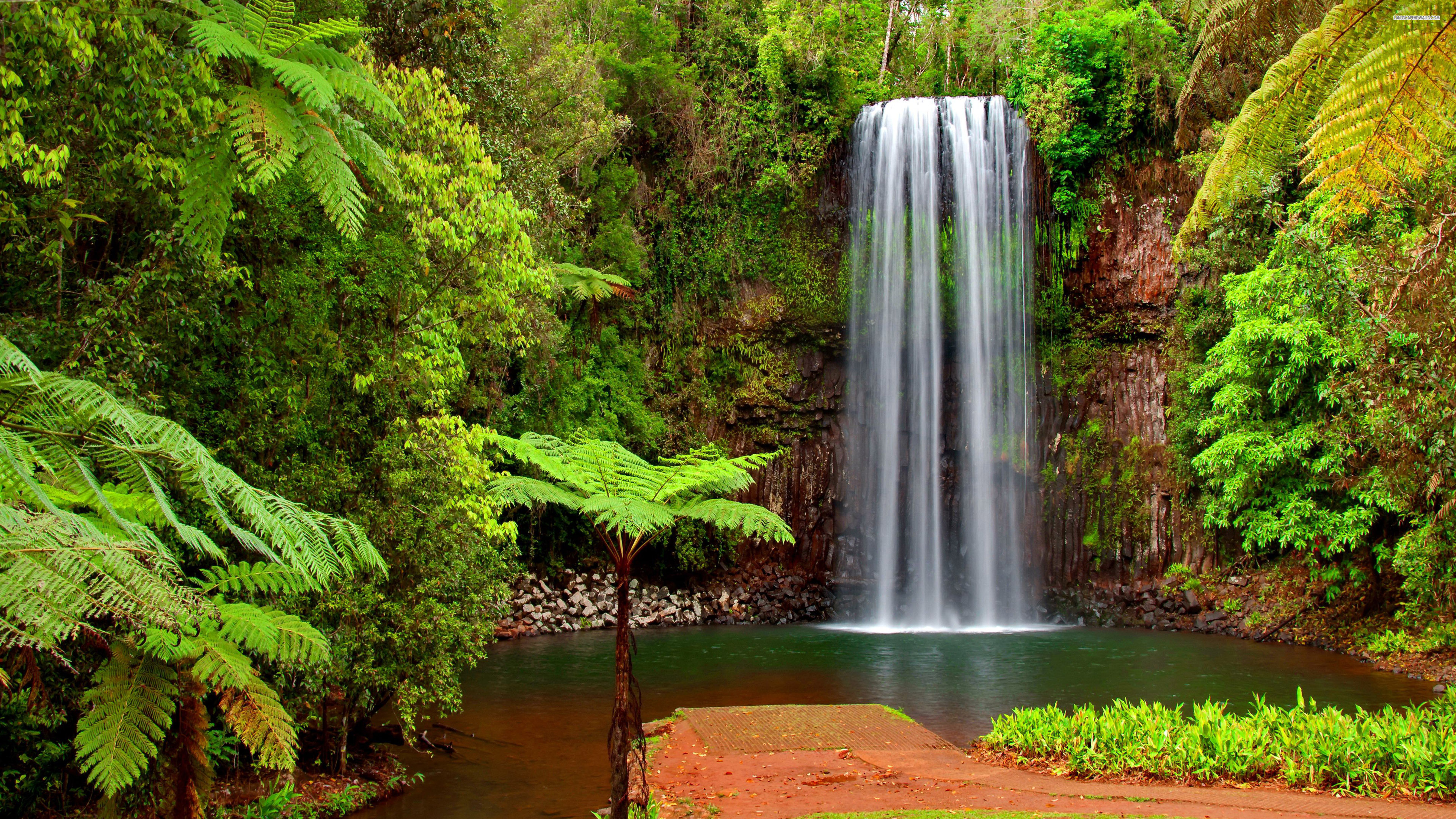 waterfall, waterfalls, tropical, earth, greenery