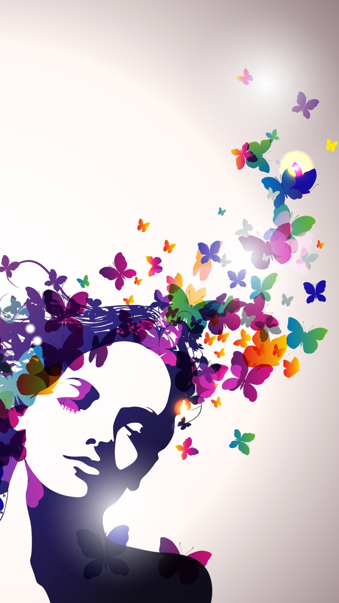 Download mobile wallpaper Colors, Butterfly, Colorful, Hair, Artistic, Women for free.