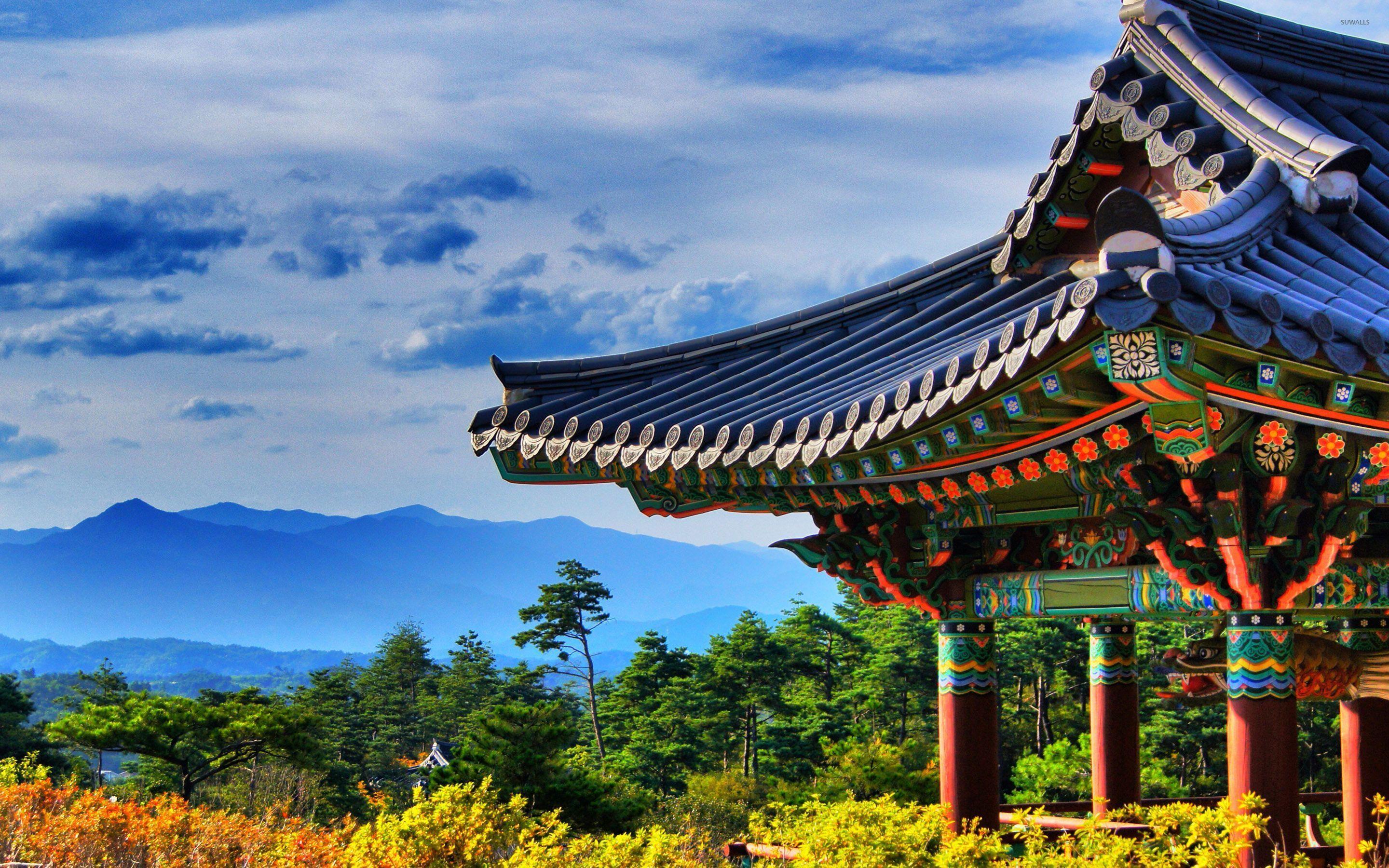 Download mobile wallpaper Landscape, Temple, Temples, Korea, Religious for free.