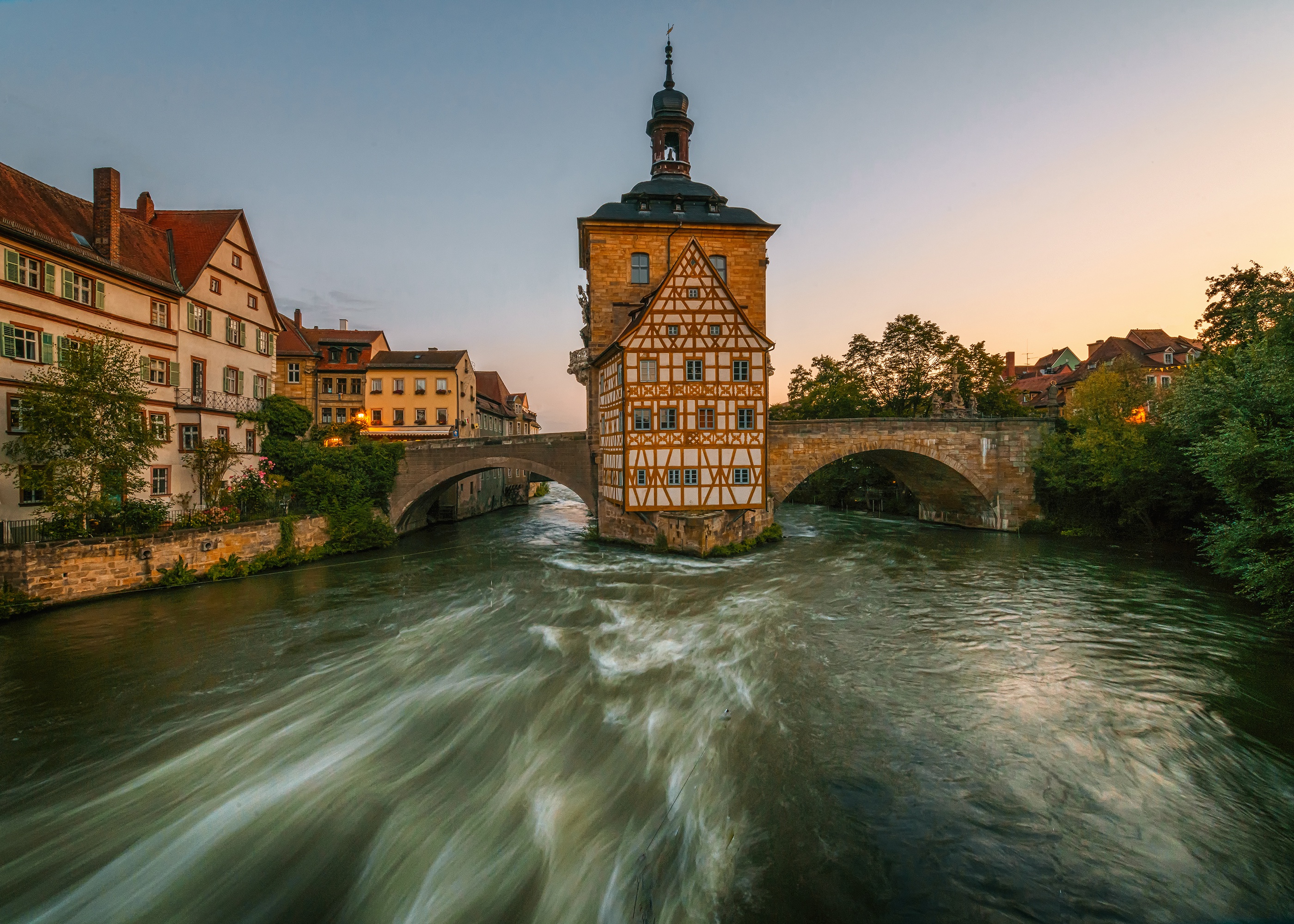 PCデスクトップに家, 川, 橋, 街, ドイツ, マンメイド, タウンズ画像を無料でダウンロード