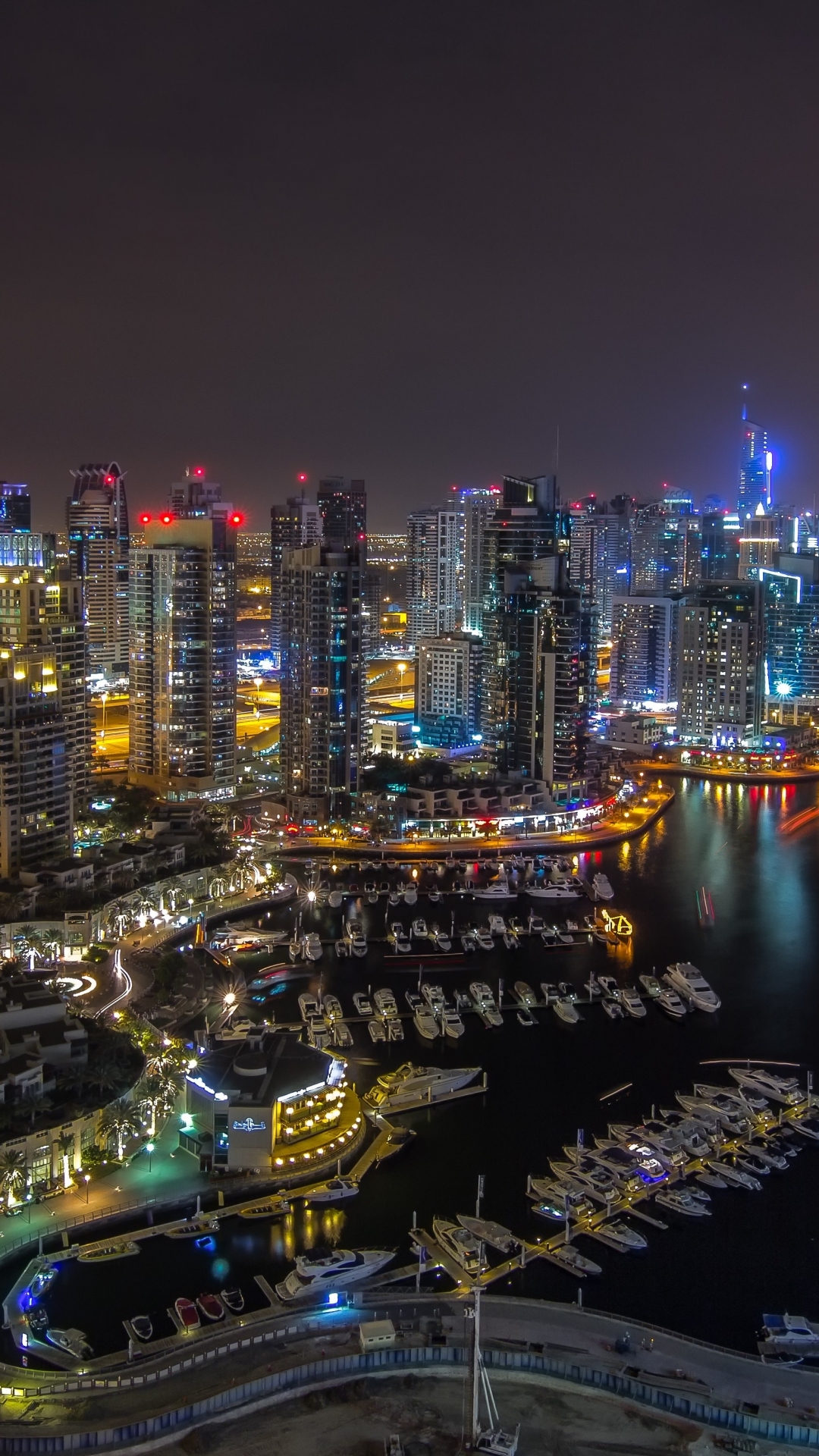 Скачать картинку Города, Ночь, Дубай, Сделано Человеком в телефон бесплатно.