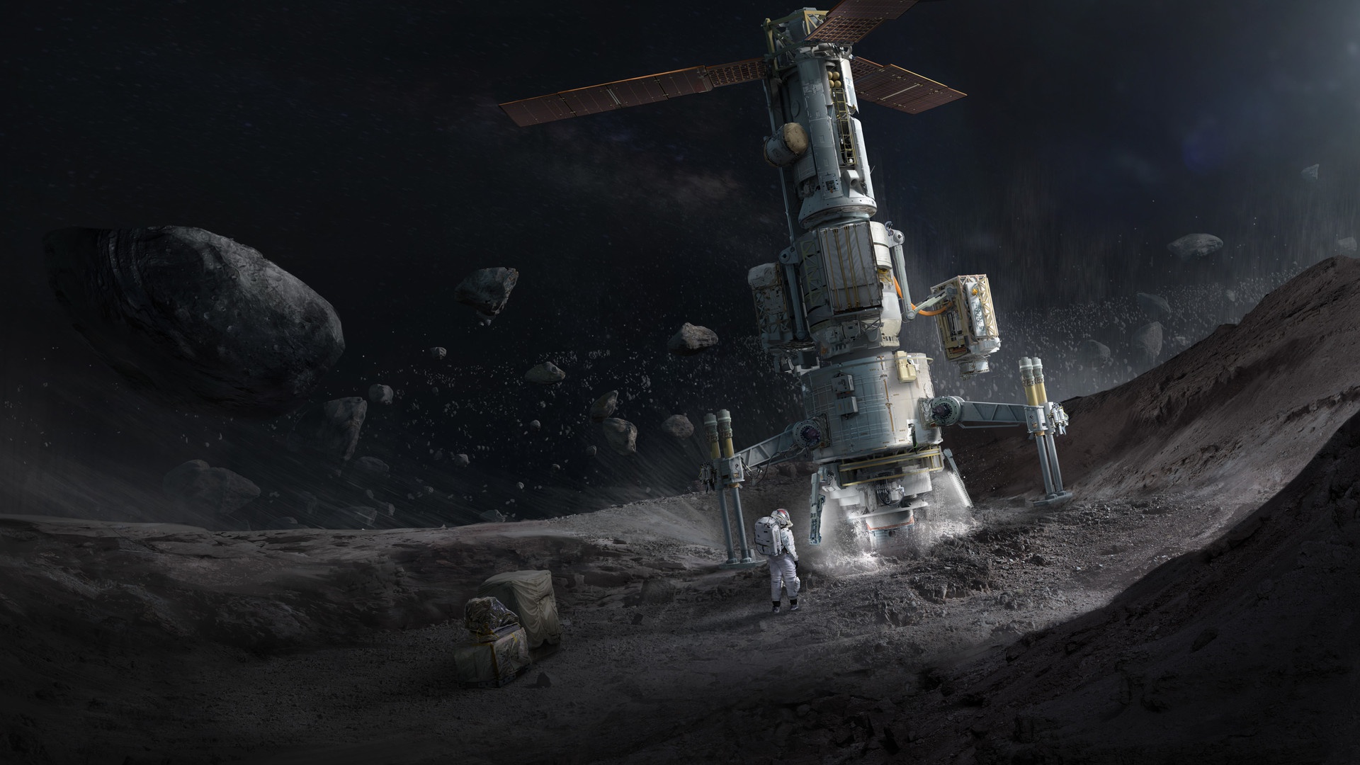 Скачать картинку Астронавт, Астероид, Научная Фантастика в телефон бесплатно.