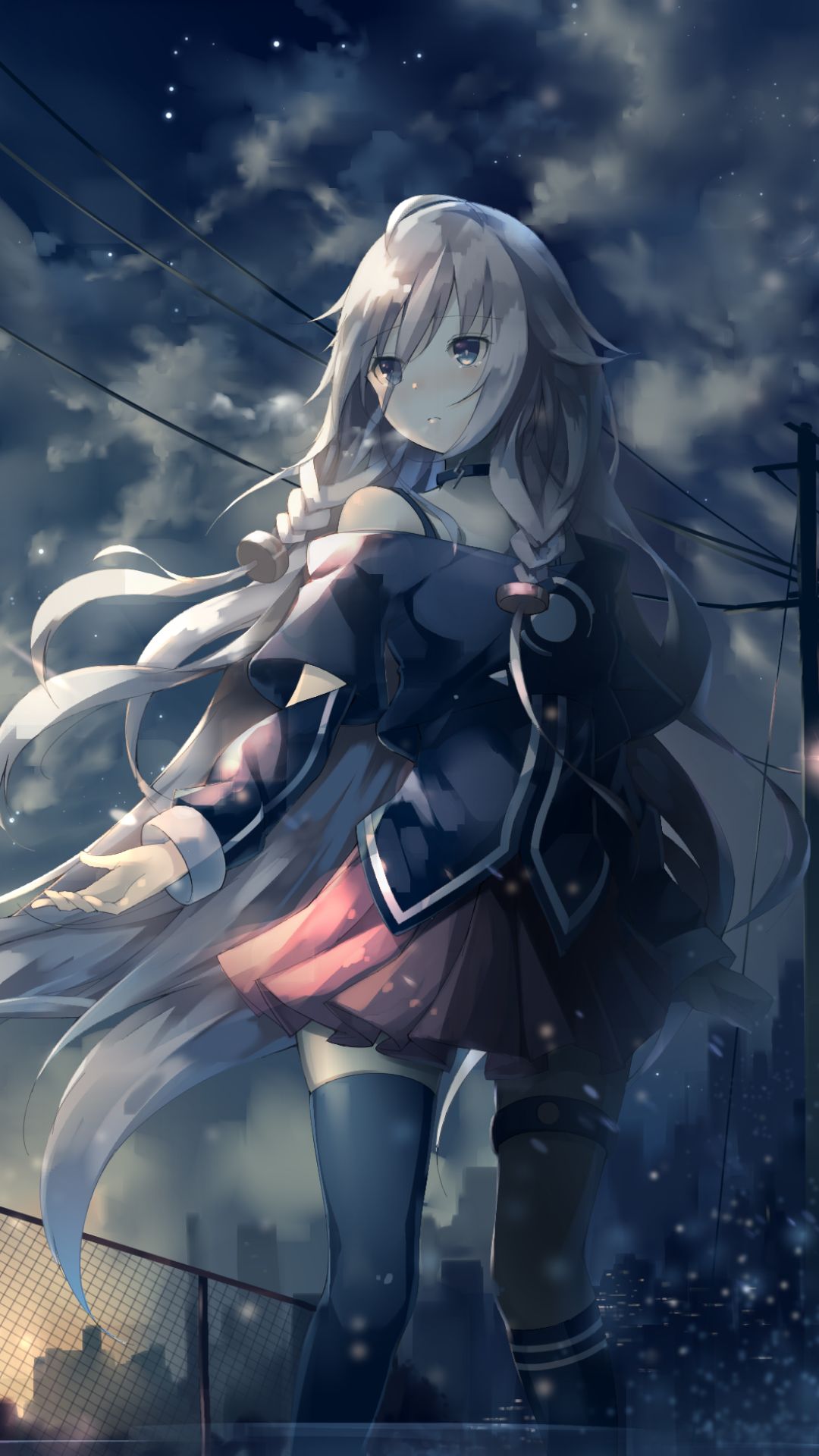 Download mobile wallpaper Anime, Sunrise, Vocaloid, Skirt, Braid, Long Hair, White Hair, Pantyhose, Ia (Vocaloid) for free.