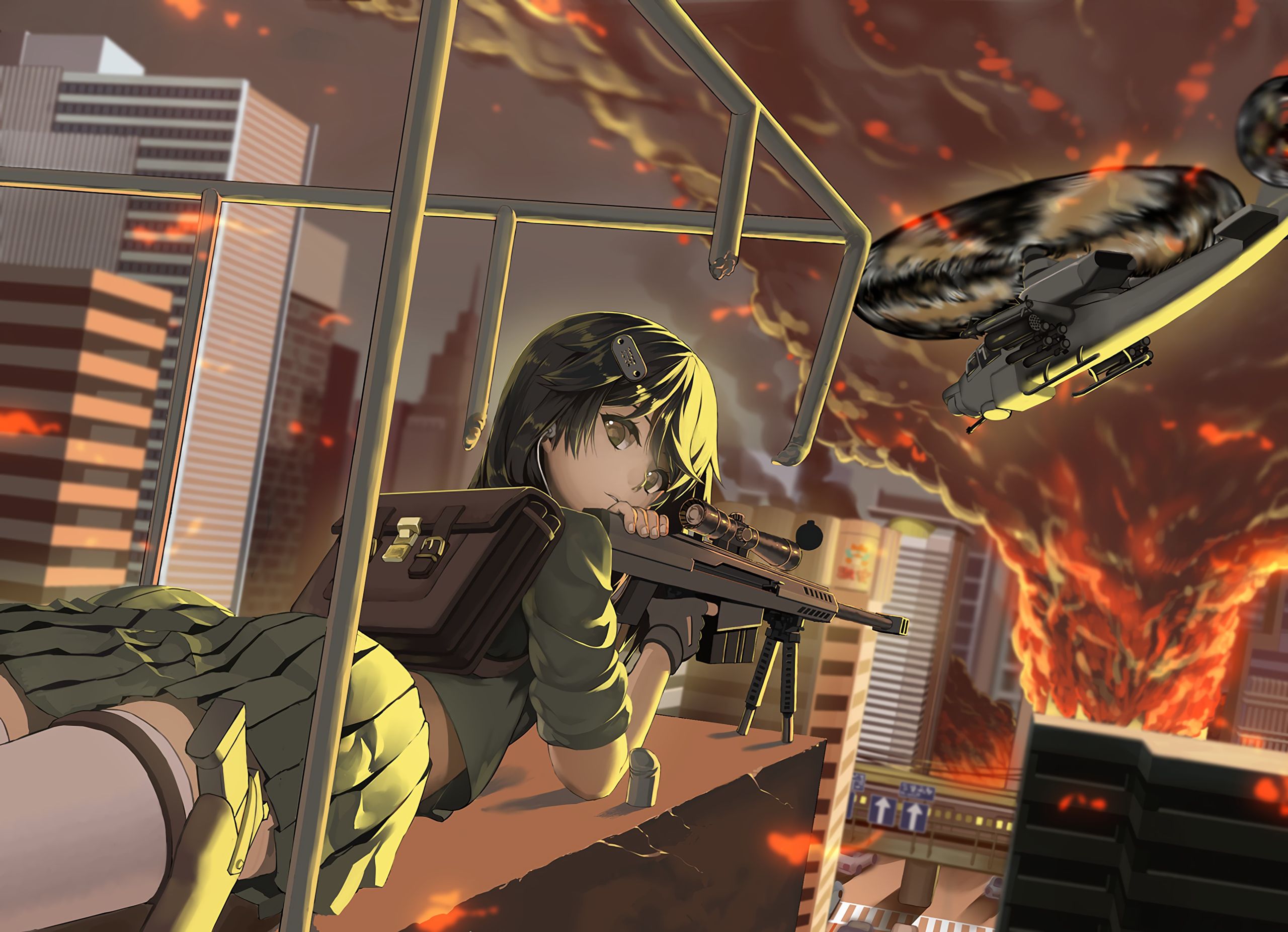 Free download wallpaper Anime, Weapon, Building, Military, Gun on your PC desktop