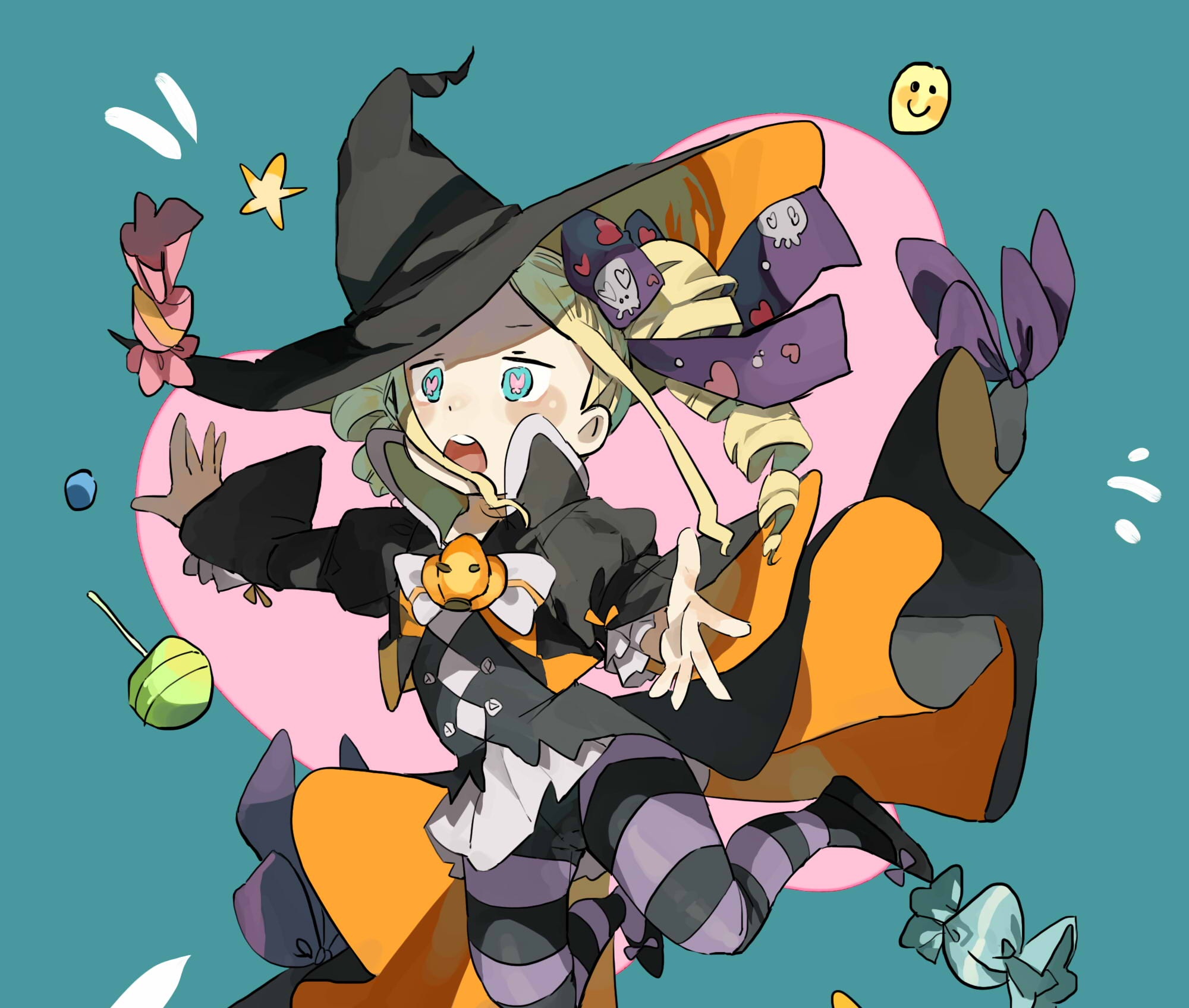 anime, re:zero starting life in another world, beatrice (re:zero), blonde, blue eyes, halloween, trick or treat, witch