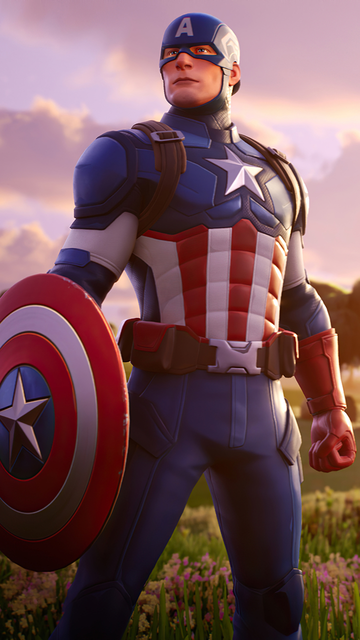 Handy-Wallpaper Computerspiele, Kapitän Amerika, Fortnite kostenlos herunterladen.