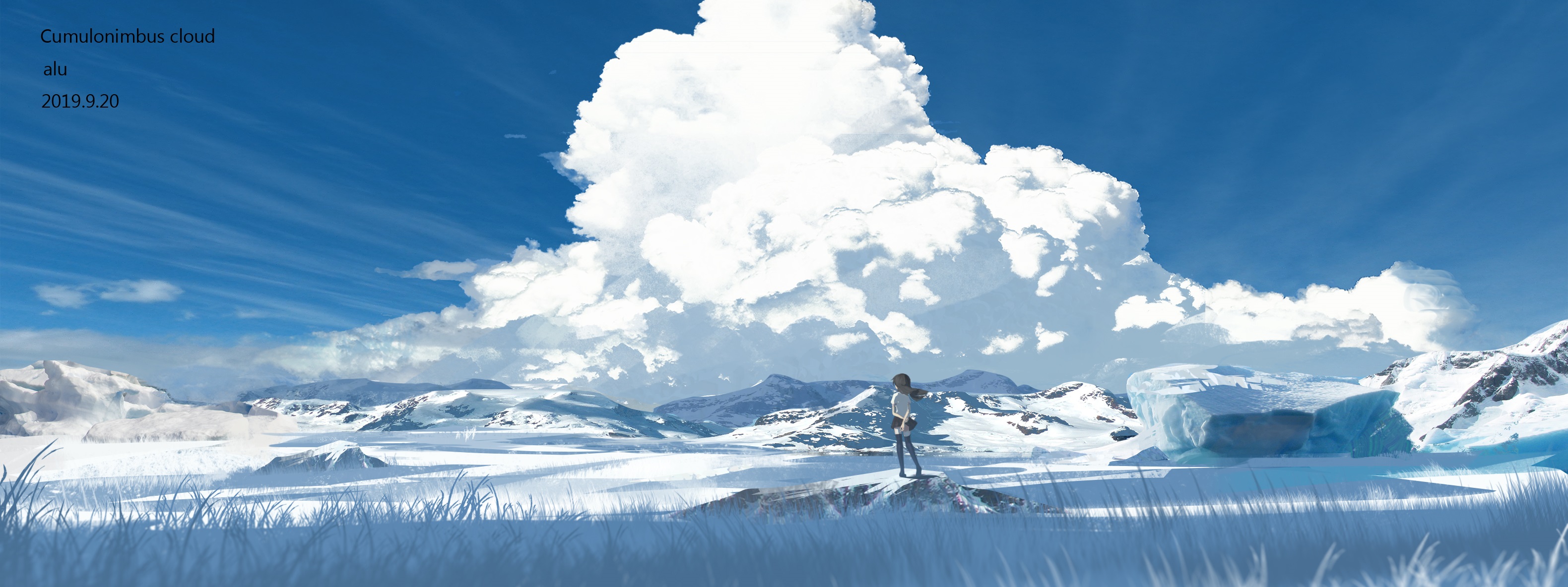 Free download wallpaper Anime, Winter, Cloud on your PC desktop