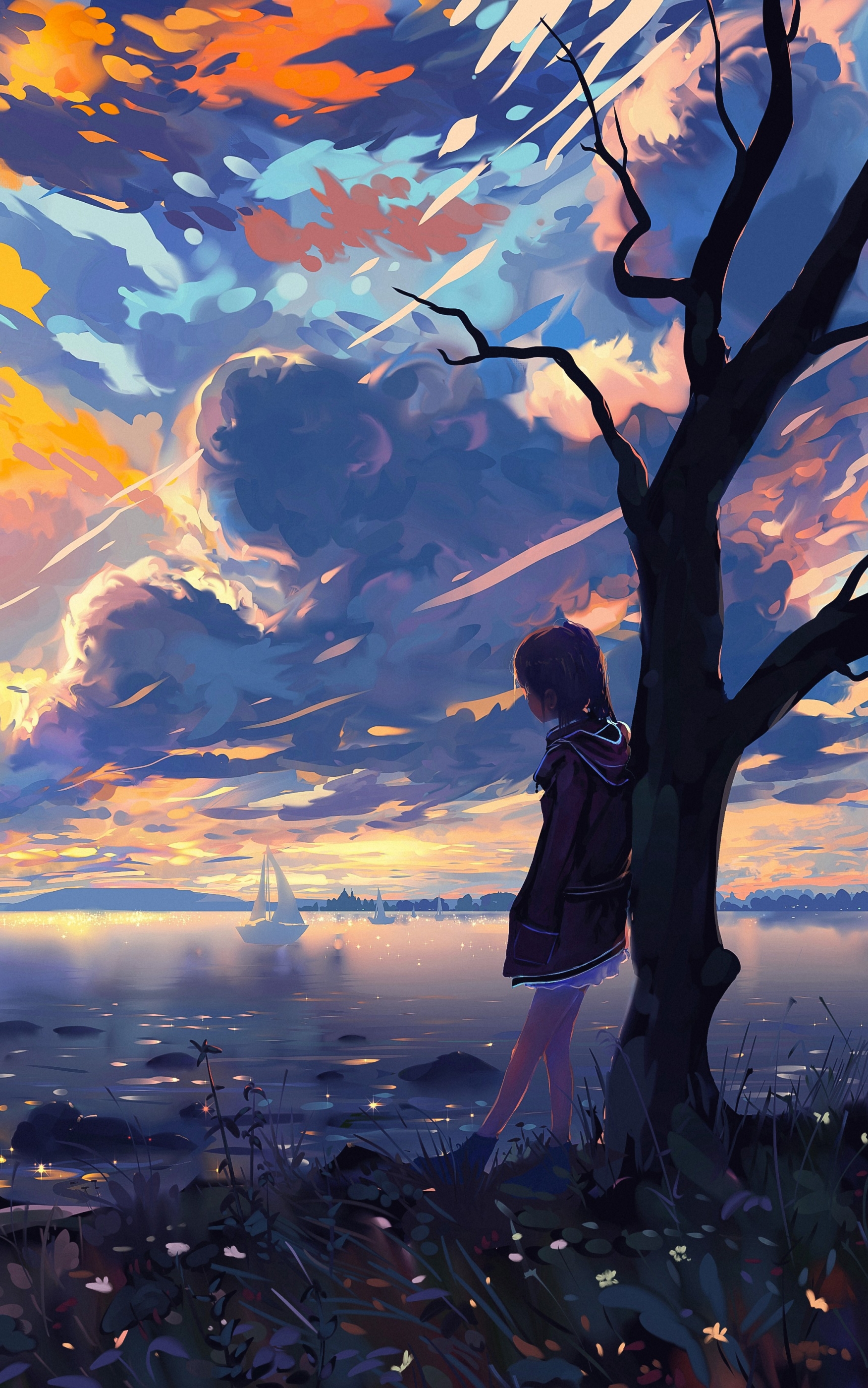 Download mobile wallpaper Anime, Horizon, Cloud, Original for free.