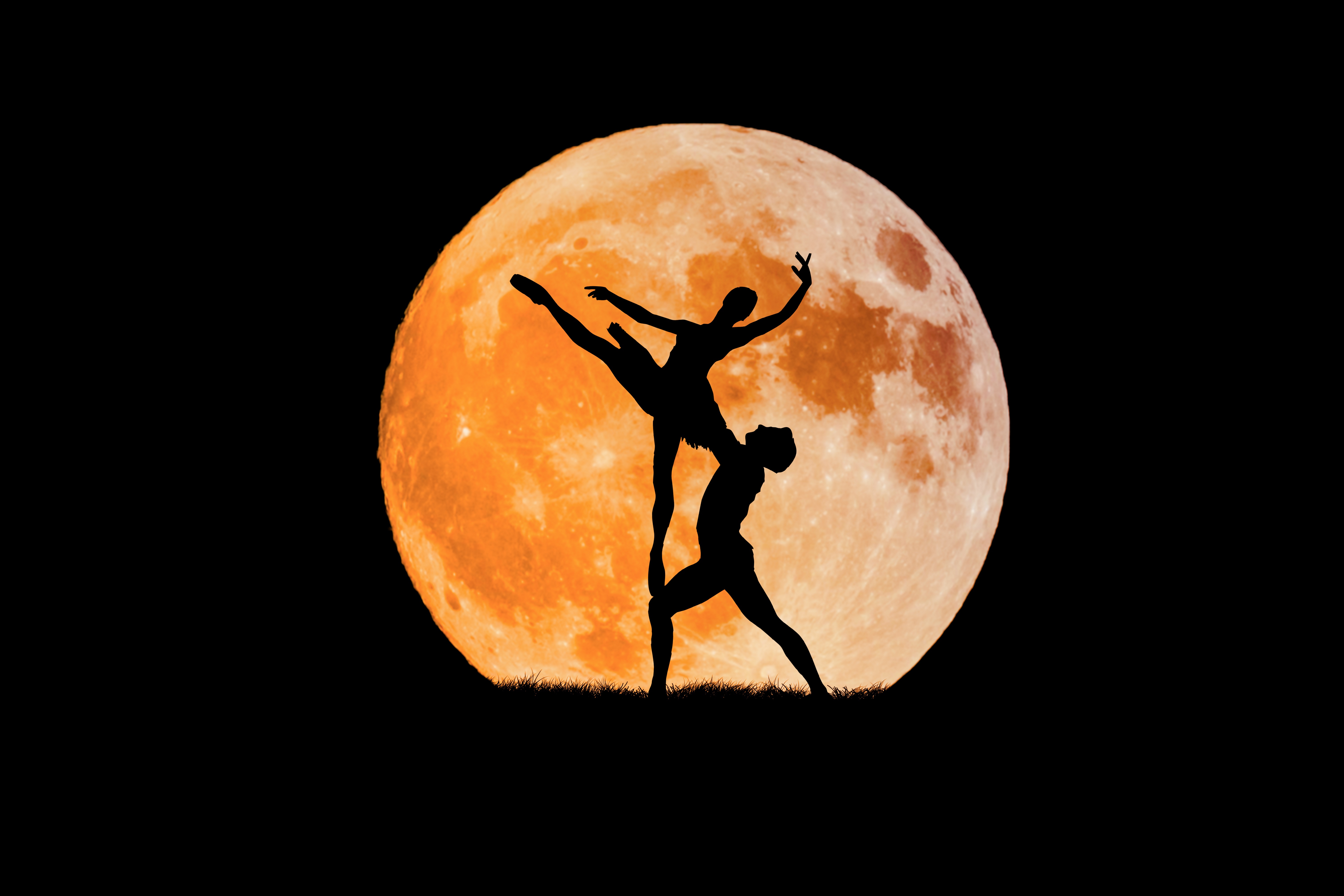 moon, vector, silhouette, ballet