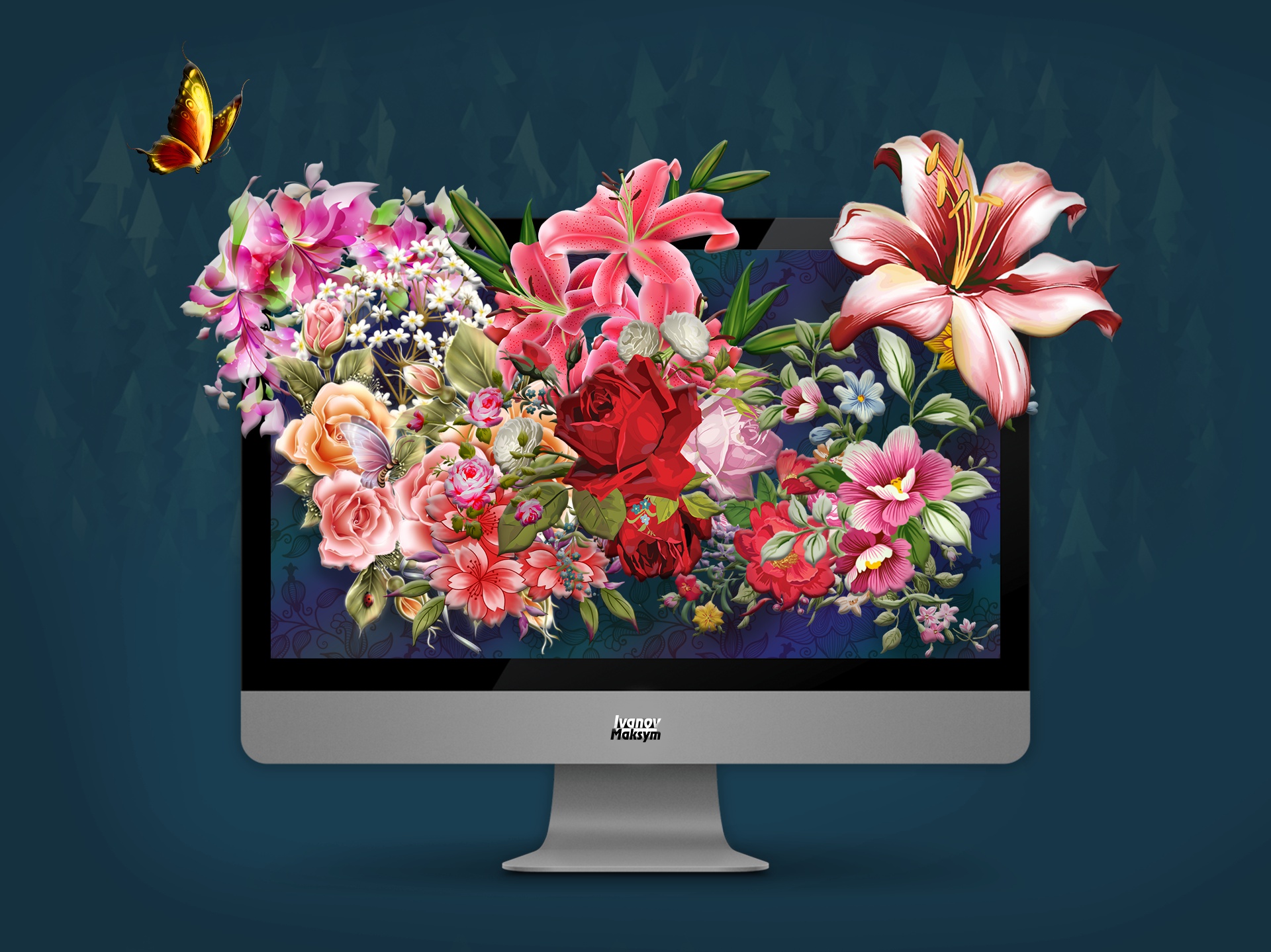 429763 скачать обои монитор, художественные, цветок, букет, красочный, флауэрсы - заставки и картинки бесплатно