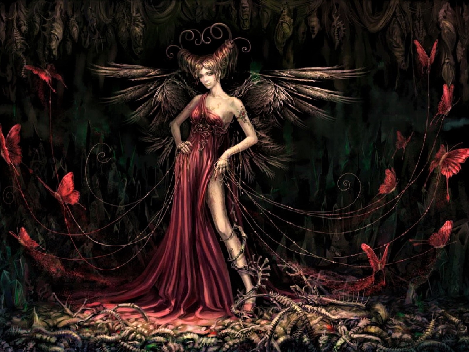 Free download wallpaper Fantasy, Butterfly, Angel, Evil on your PC desktop