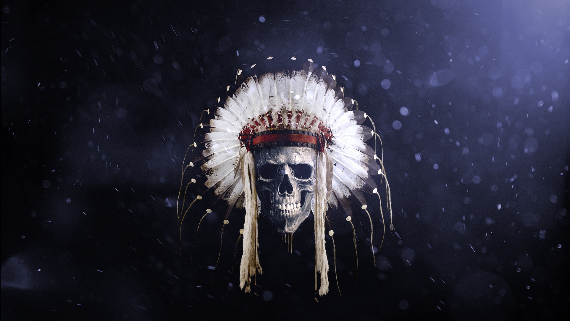 Free download wallpaper Feather, Dark, Skull, Native American on your PC desktop