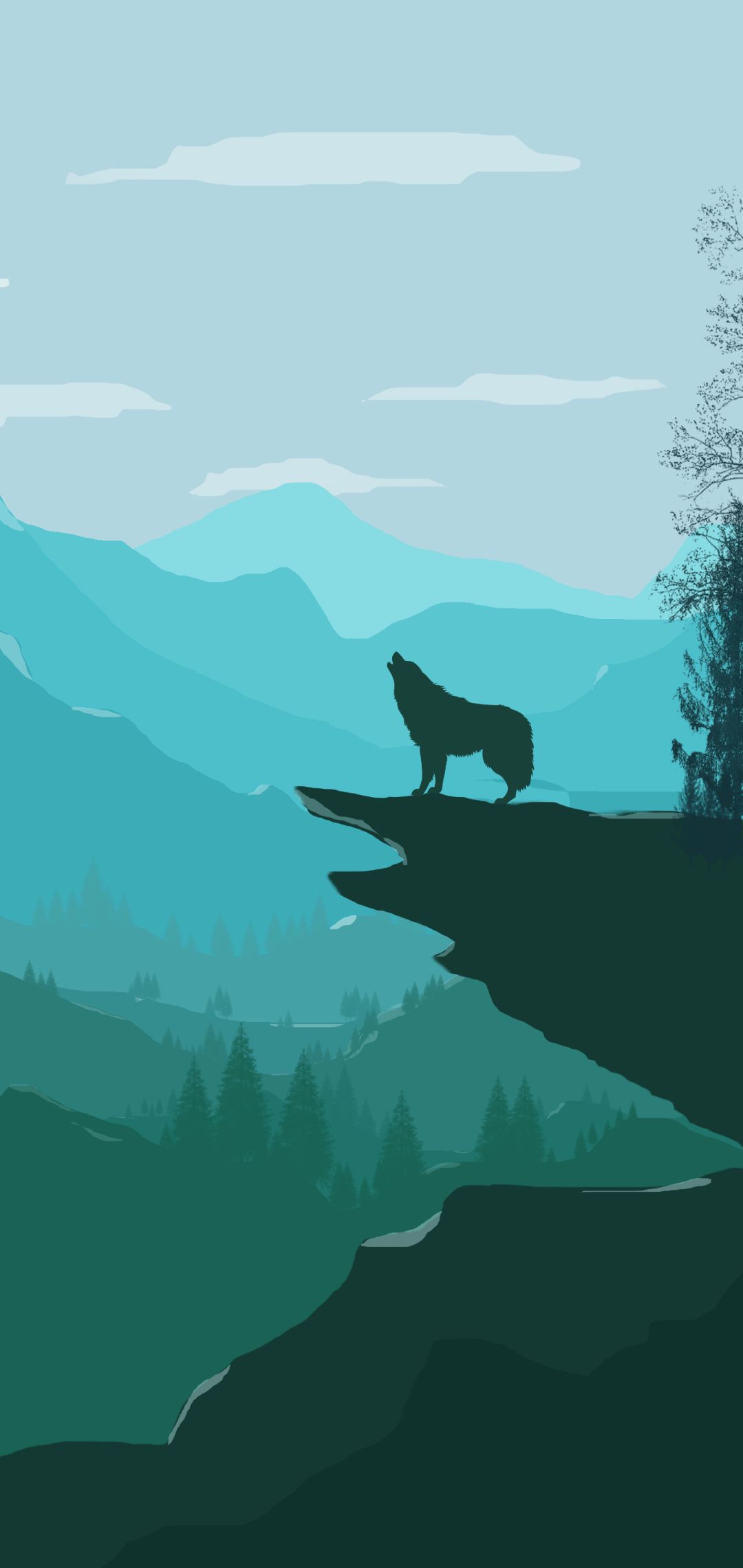 Download mobile wallpaper Landscape, Wolf, Artistic for free.