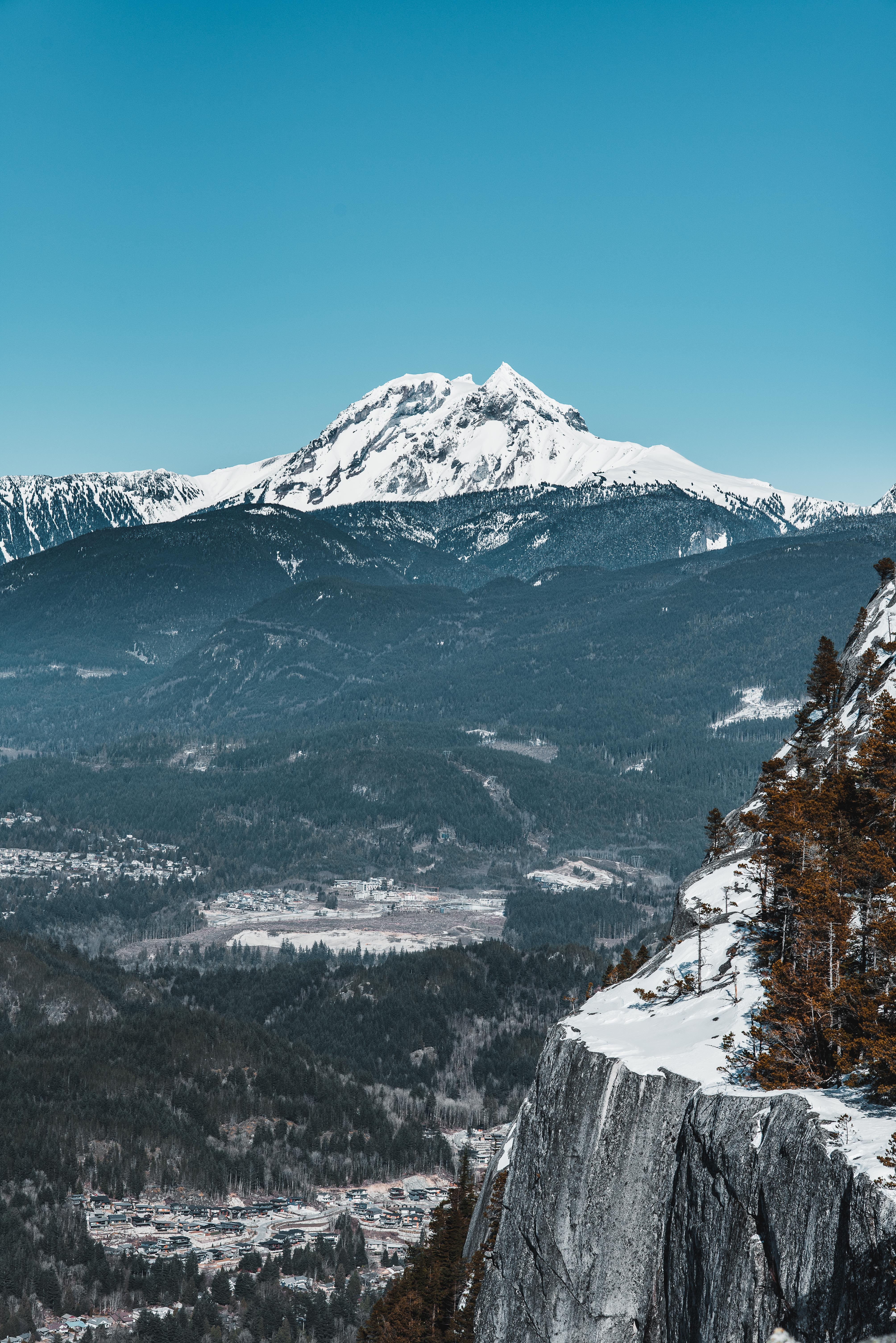 tops, nature, mountains, snow, vertex, break, precipice, snow covered, snowbound phone background