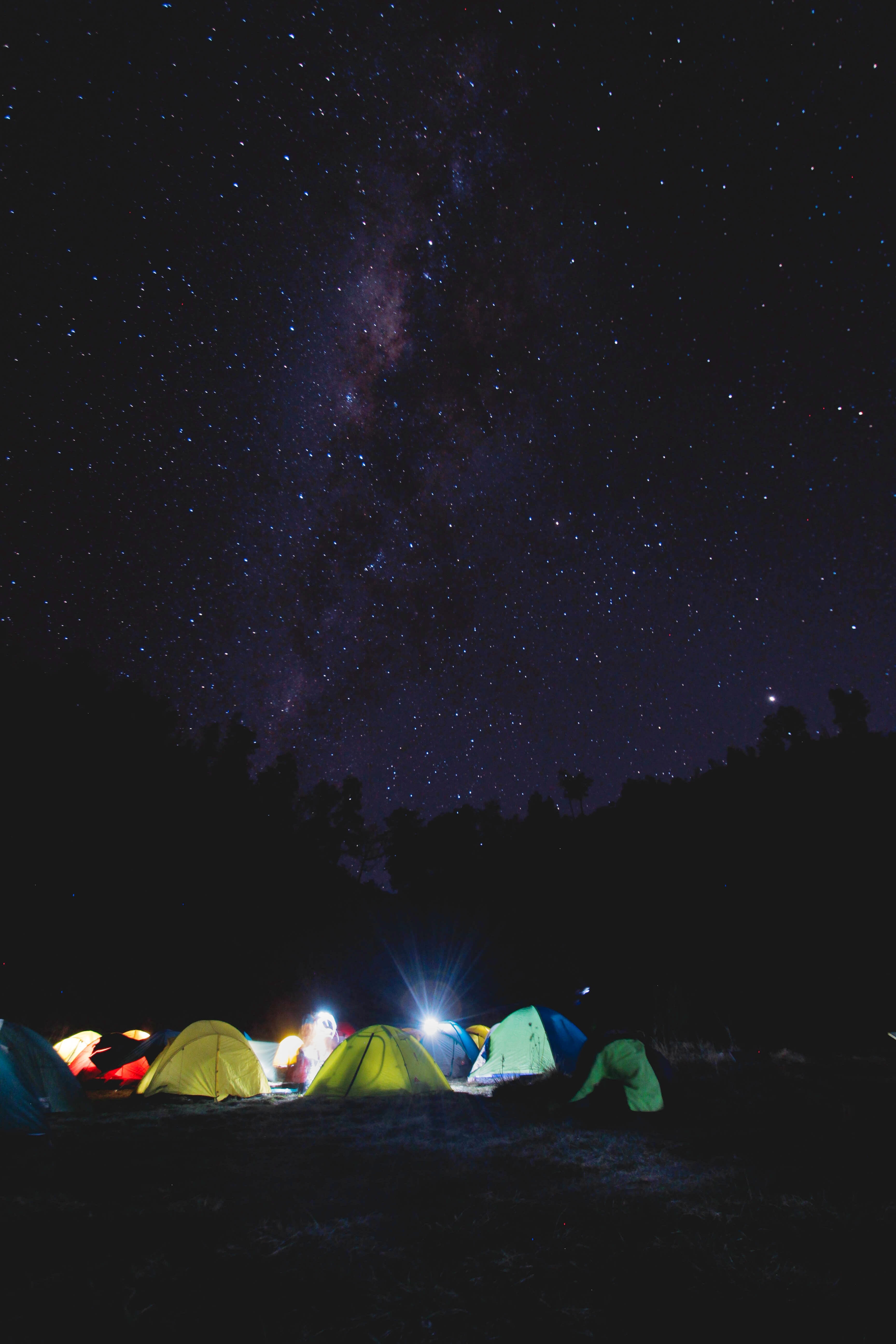 campsite, nature, night, starry sky, tent, camping, tents Image for desktop