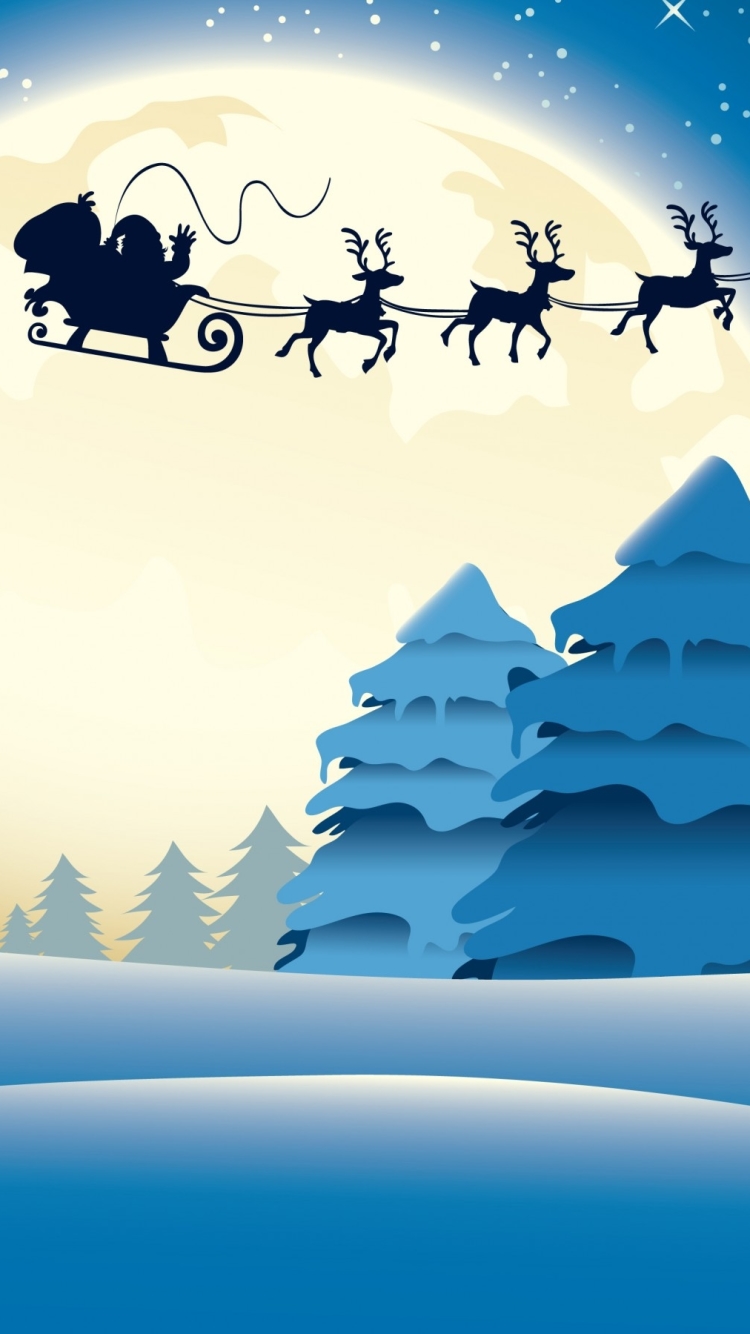 Téléchargez des papiers peints mobile Père Noël, Noël, Vacances, Bonhomme De Neige, Traîneau, Renne gratuitement.
