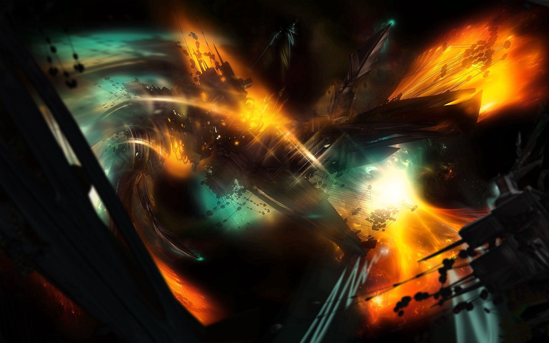Free download wallpaper Light, Explosion, Abstract, Shine, Color, Lines, Immersion on your PC desktop