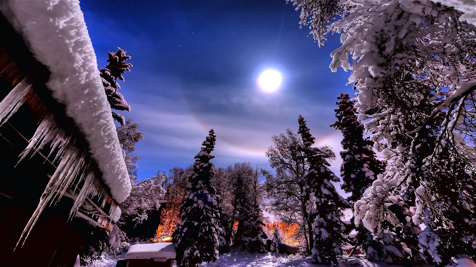 Download mobile wallpaper Winter, Moon, Snow, Tree, Earth, Photography for free.