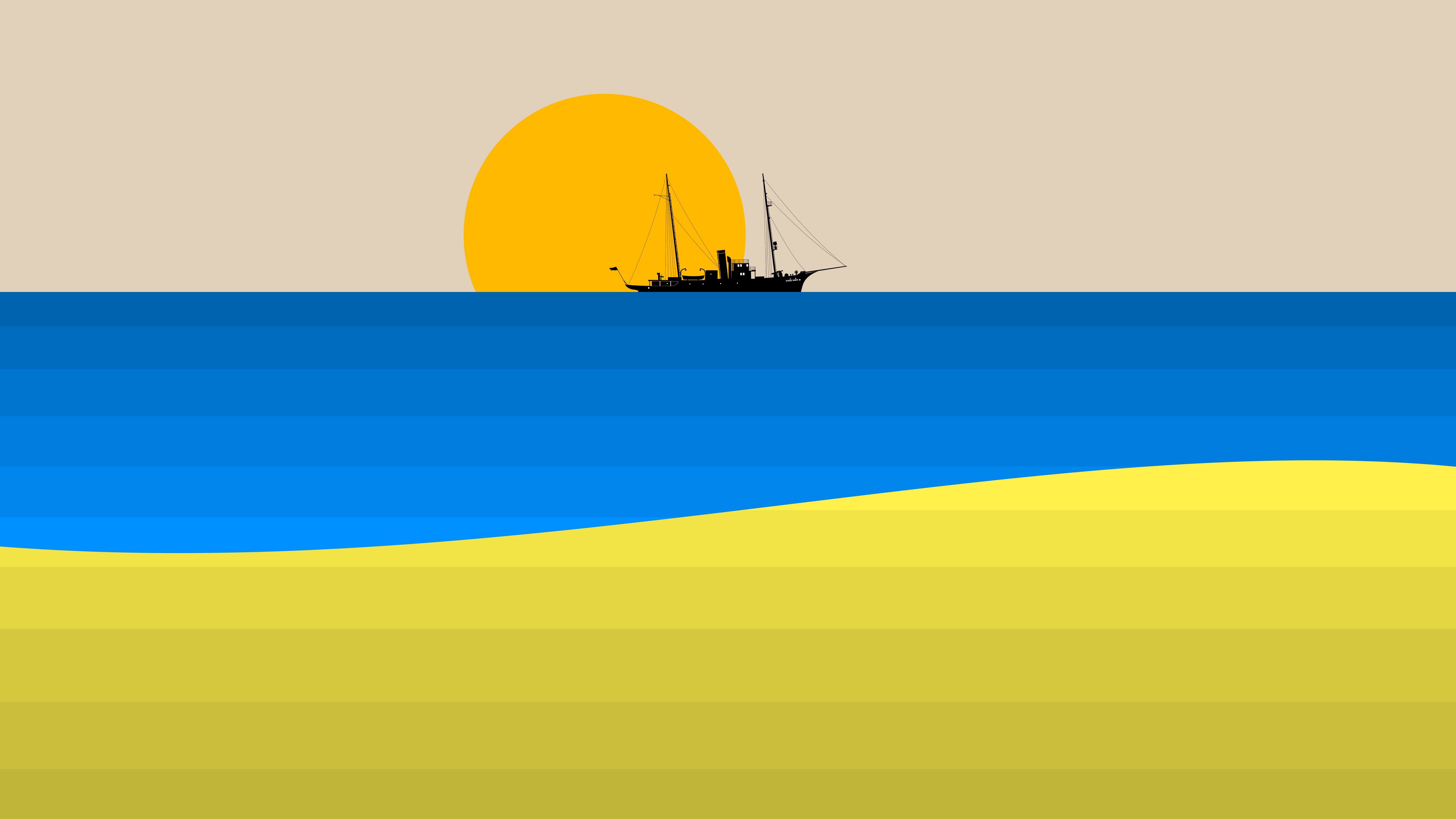 Free download wallpaper Sun, Ocean, Minimalism, Ship, Artistic, Minimalist on your PC desktop