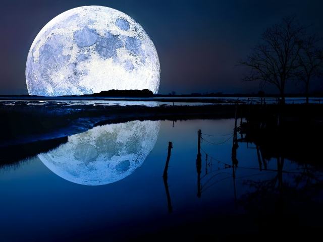 Baixe gratuitamente a imagem Lua, Horizonte, Lago, Terra/natureza, Reflecção na área de trabalho do seu PC