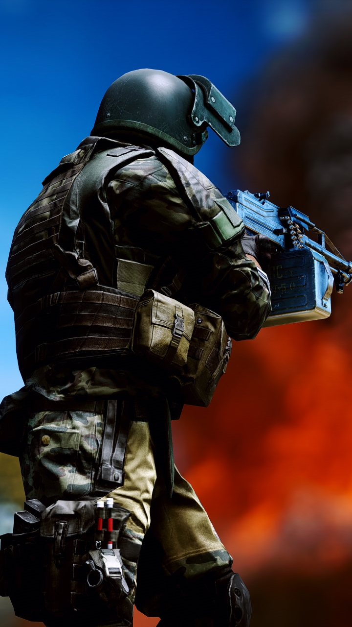Handy-Wallpaper Waffe, Schlachtfeld, Explosion, Soldat, Computerspiele, Battlefield 4 kostenlos herunterladen.