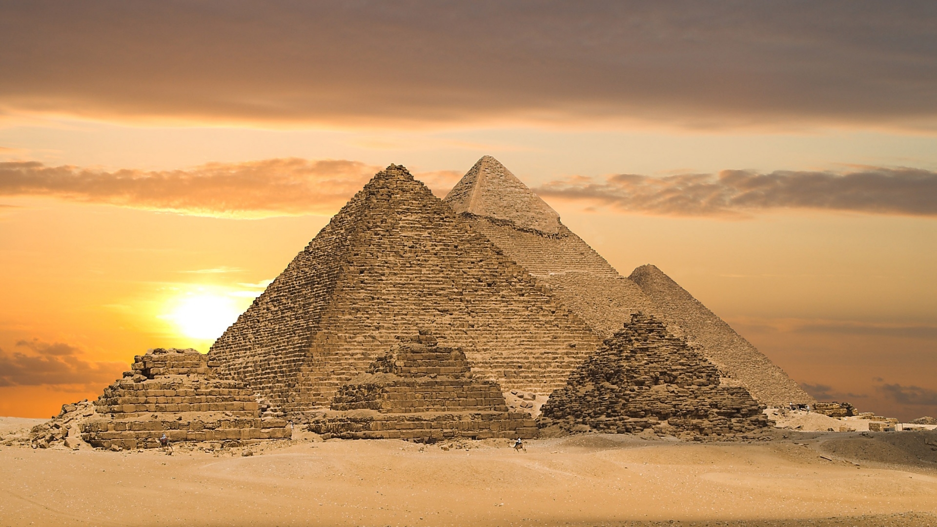 egypt, landscape, pyramids, orange
