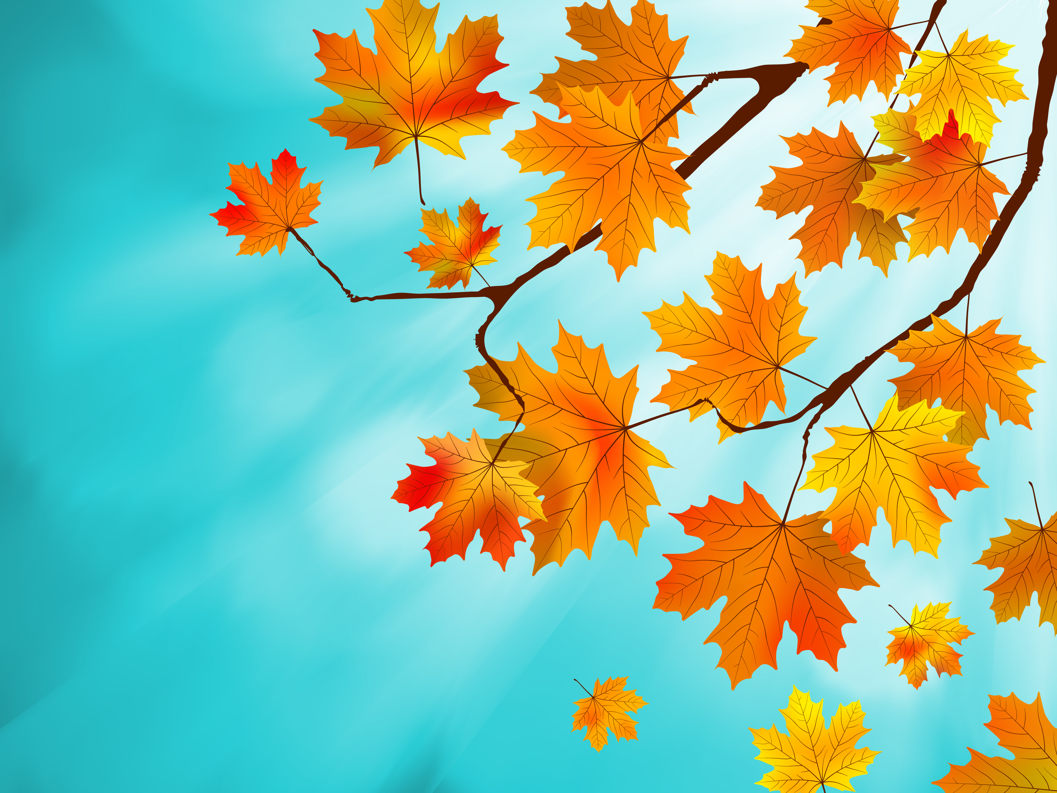 Скачать обои бесплатно Осень, Лист, Жёлтый, Художественные картинка на рабочий стол ПК