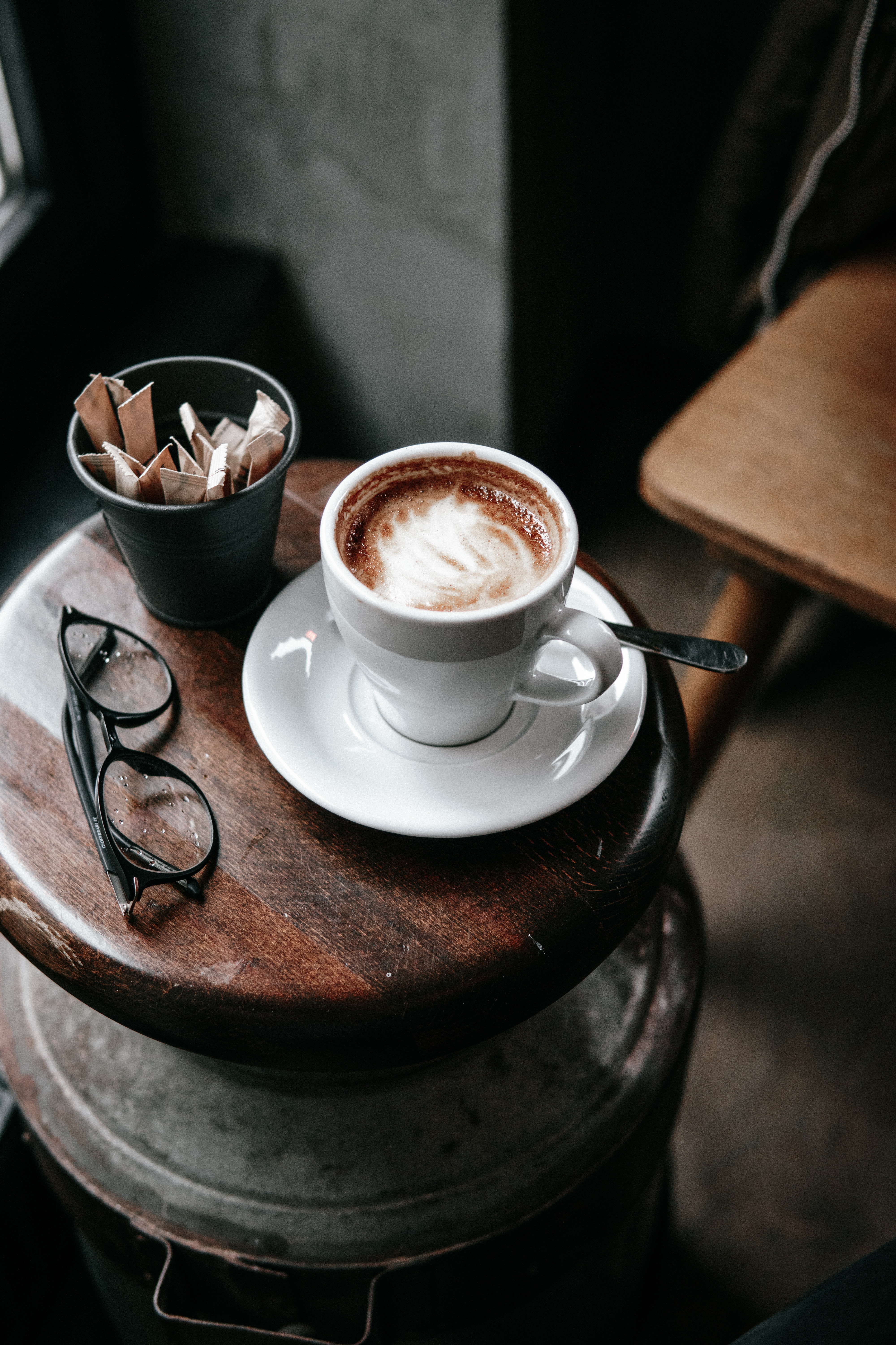 coffee, food, cup, table, glasses, spectacles, side table Full HD