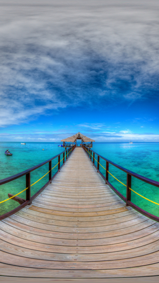 Download mobile wallpaper Pier, Ocean, Photography, Fiji, Fisheye for free.