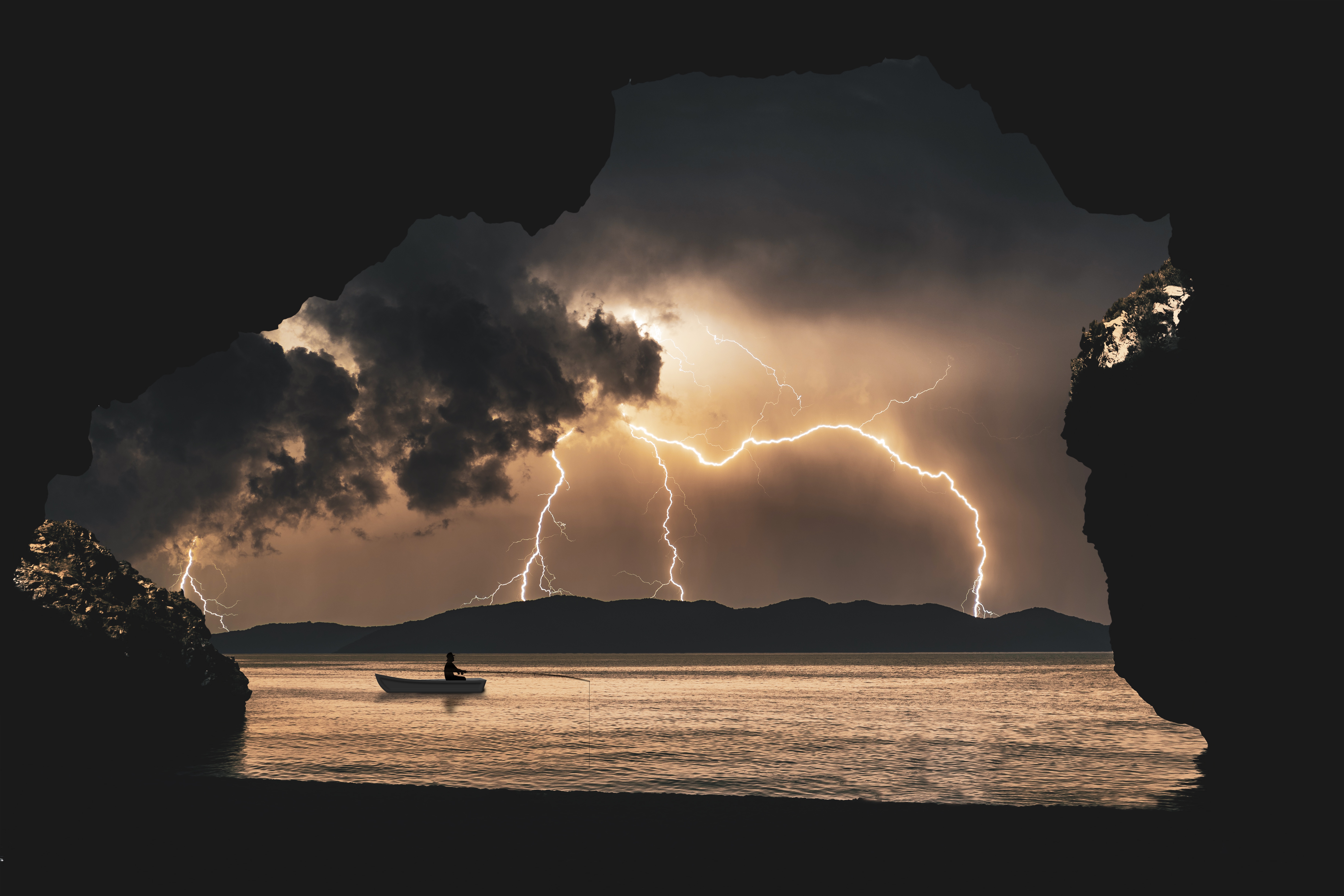 Download mobile wallpaper Storm, Fisherman, Photography for free.