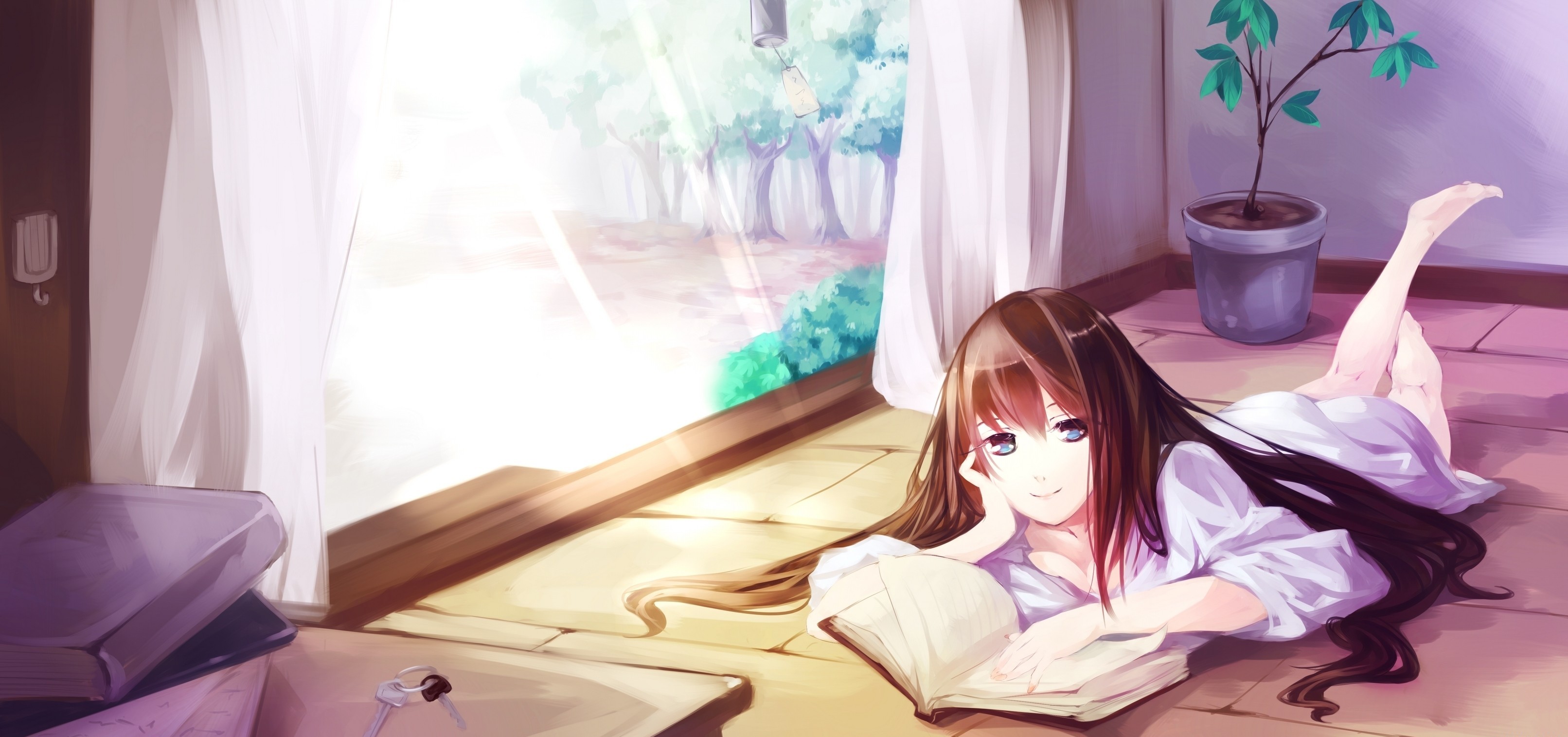 Free download wallpaper Anime, Room, Book, Original, Sunbeam on your PC desktop