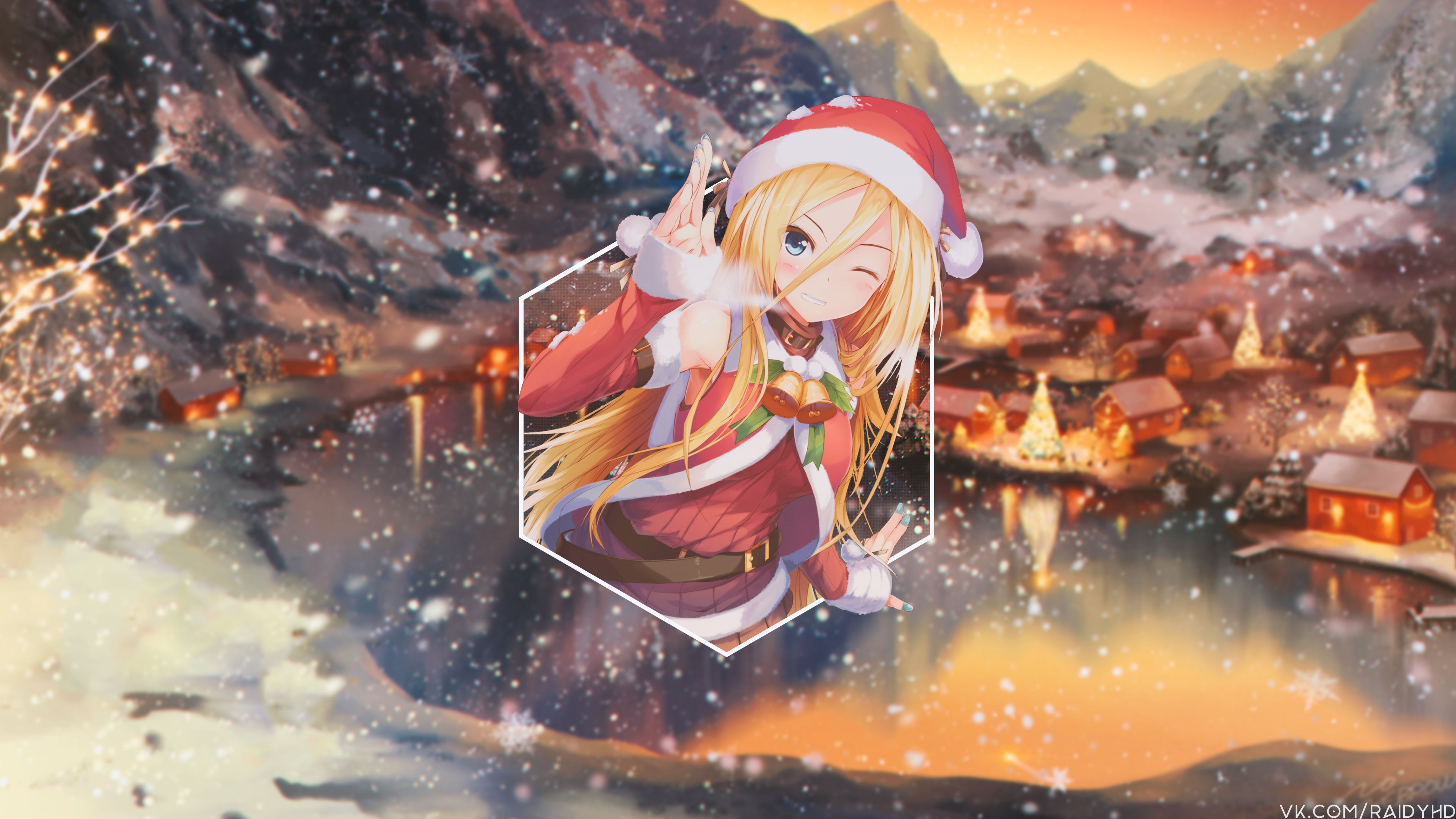 Handy-Wallpaper Weihnachten, Animes, Weihnachtsmütze kostenlos herunterladen.