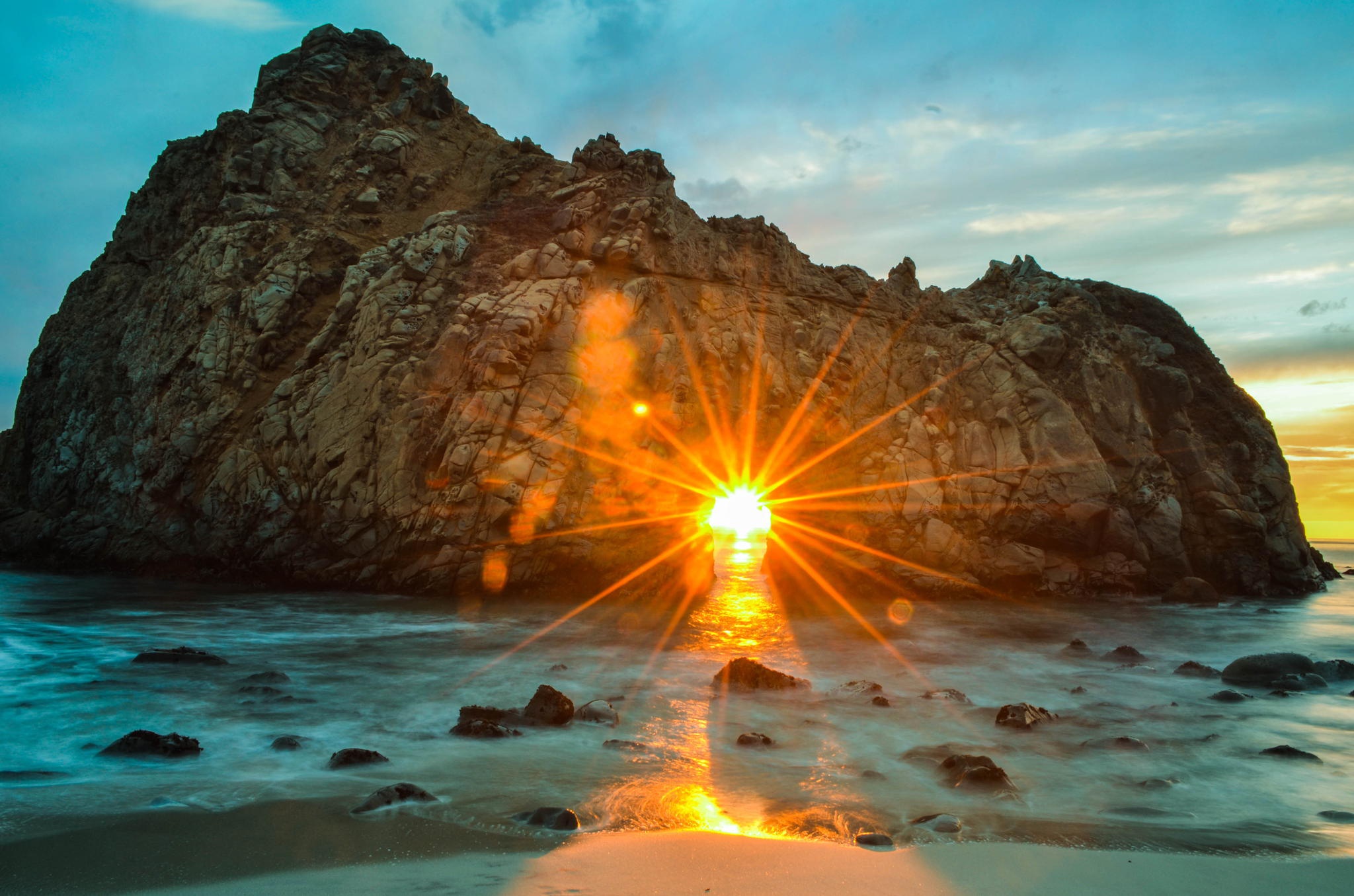 Descarga gratuita de fondo de pantalla para móvil de Sol, Playa, Océano, Arco Natural, Tierra/naturaleza.