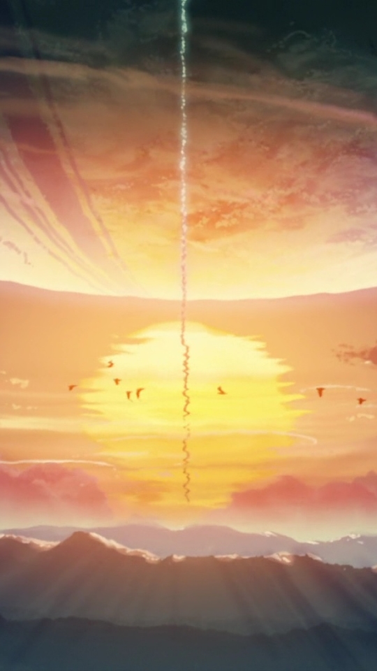 Handy-Wallpaper Landschaft, Sonne, Animes, 5 Centimeters Per Second kostenlos herunterladen.