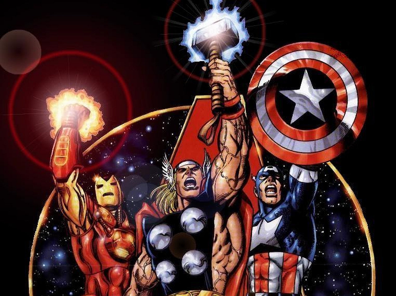 Handy-Wallpaper Comics, Ironman, Kapitän Amerika, Rächer, Thor kostenlos herunterladen.