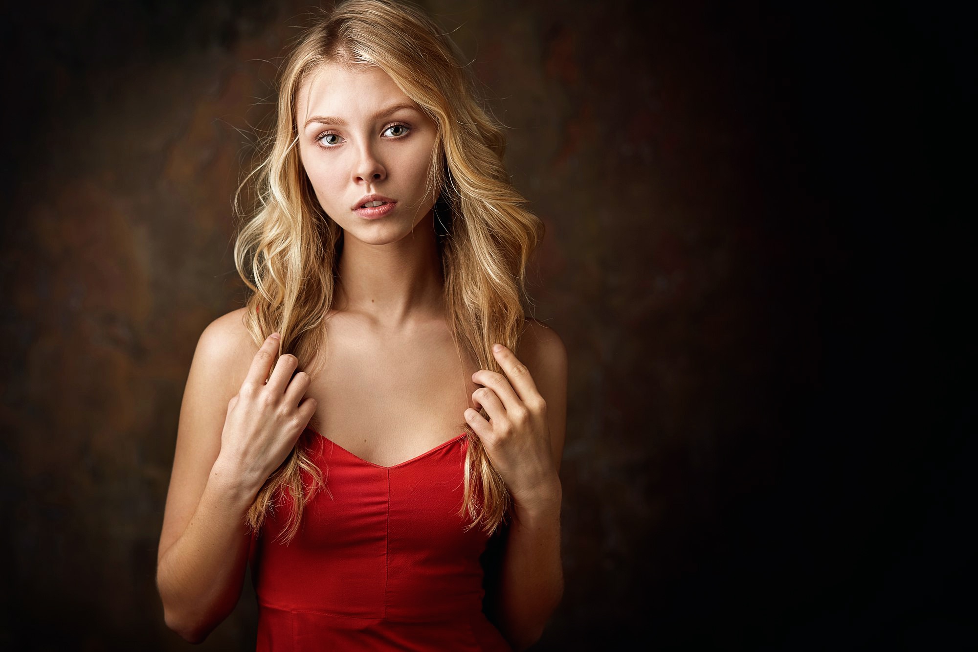 Free download wallpaper Blonde, Model, Women, Red Dress, Alice Tarasenko on your PC desktop