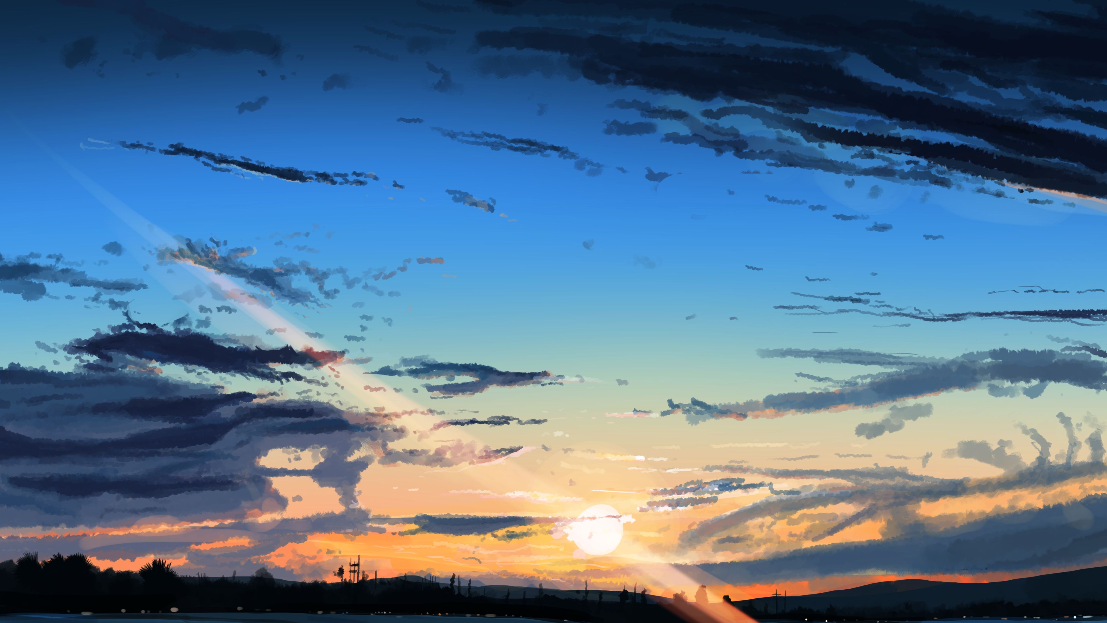 Download mobile wallpaper Anime, Sunset, Sky, Cloud, Original for free.