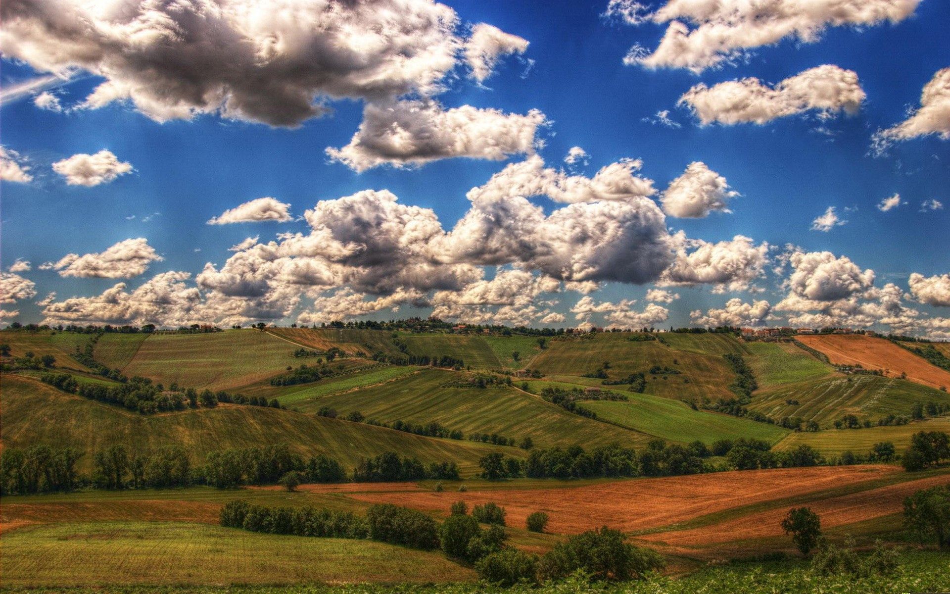 agriculture, nature, fields, mountains, clouds, shadows