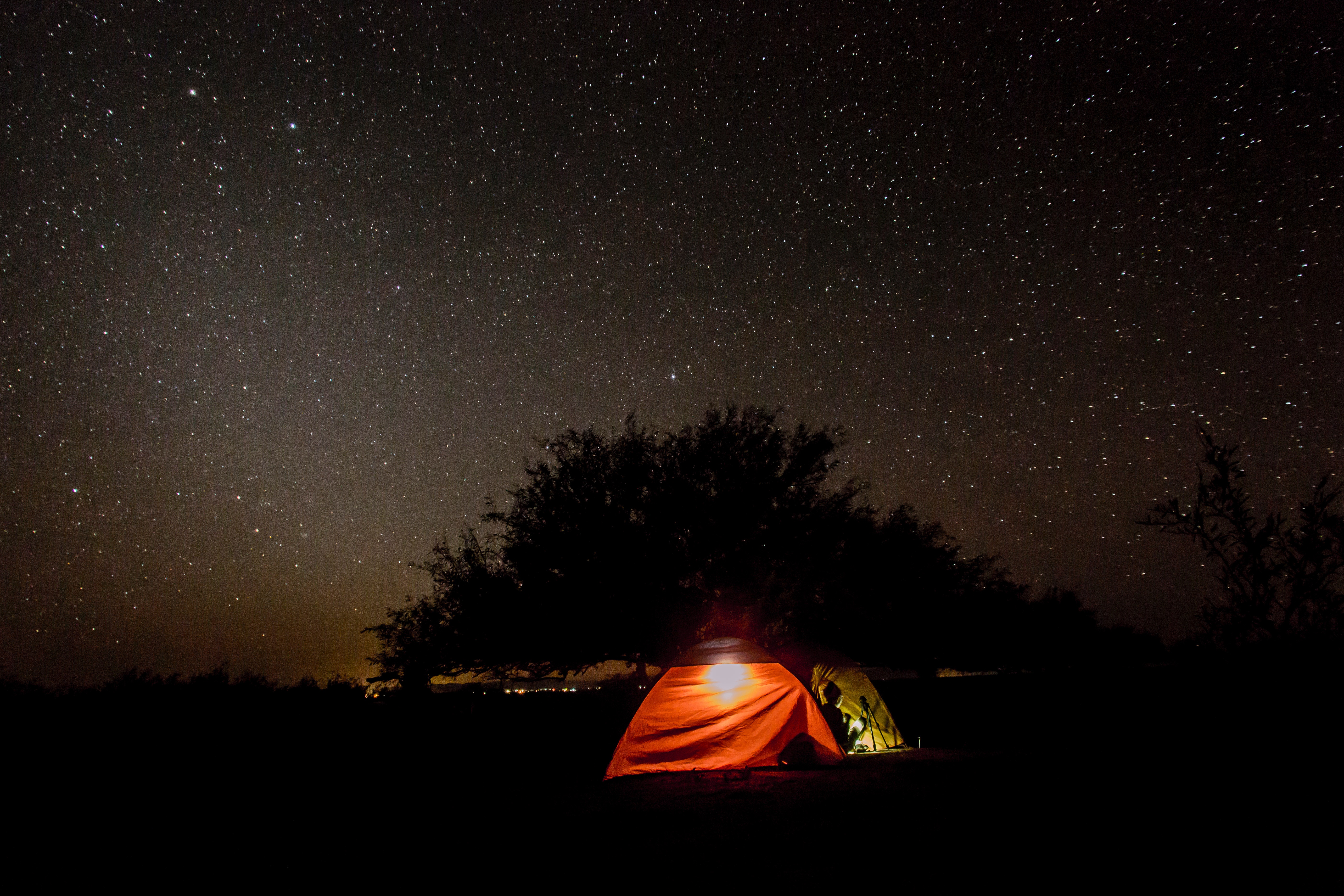 Download mobile wallpaper Night, Starry Sky, Nature, Tent for free.