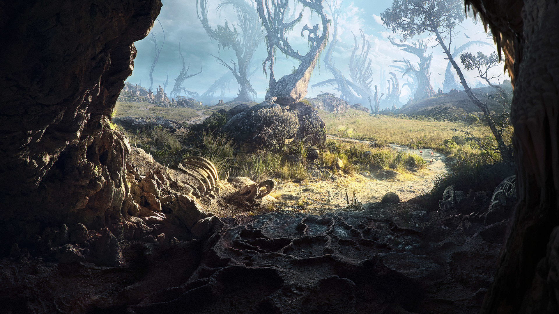 Free download wallpaper Landscape, Fantasy, Tree, Dirt on your PC desktop