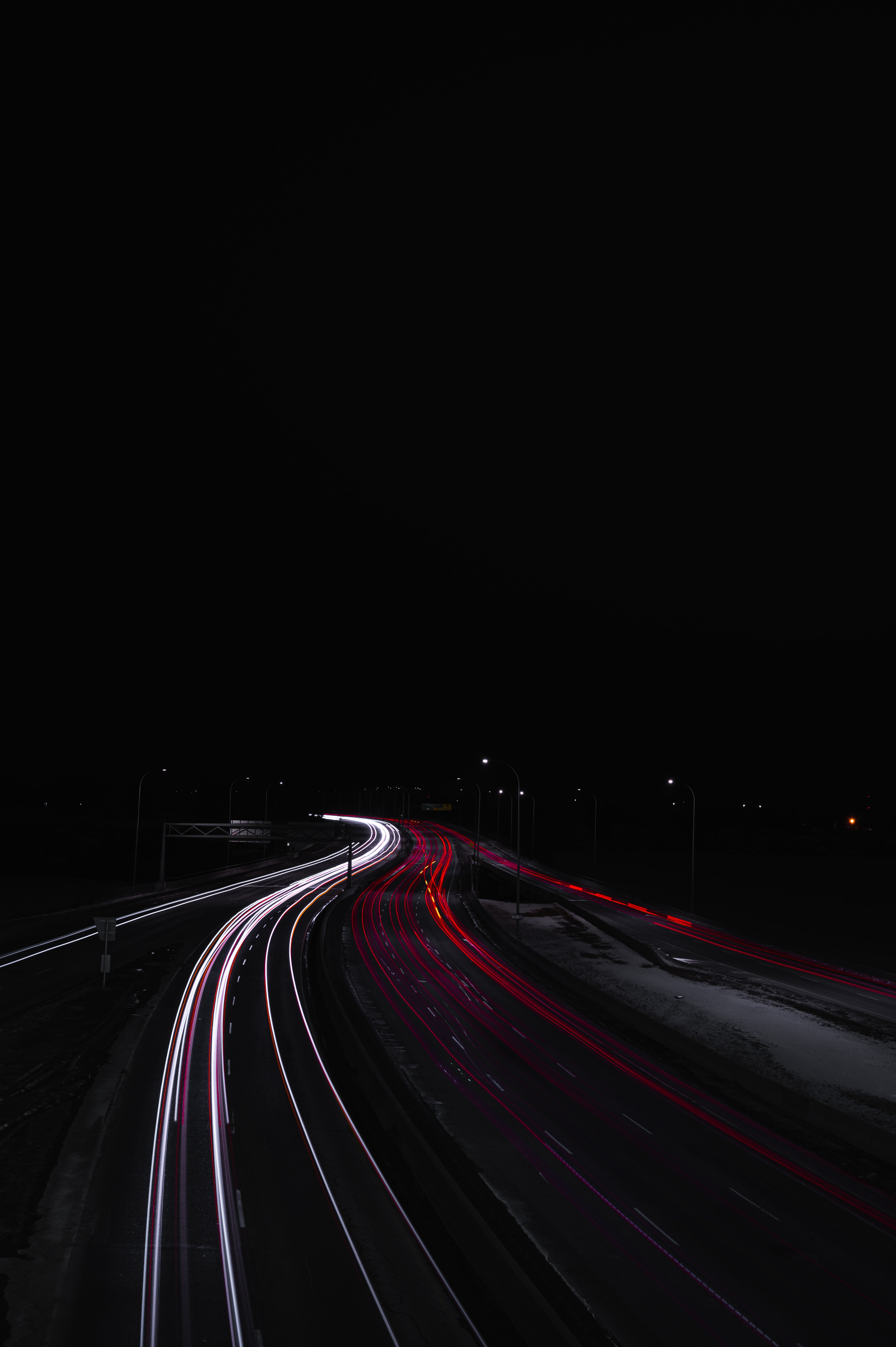 dark, long exposure, lights, night, road, darkness High Definition image