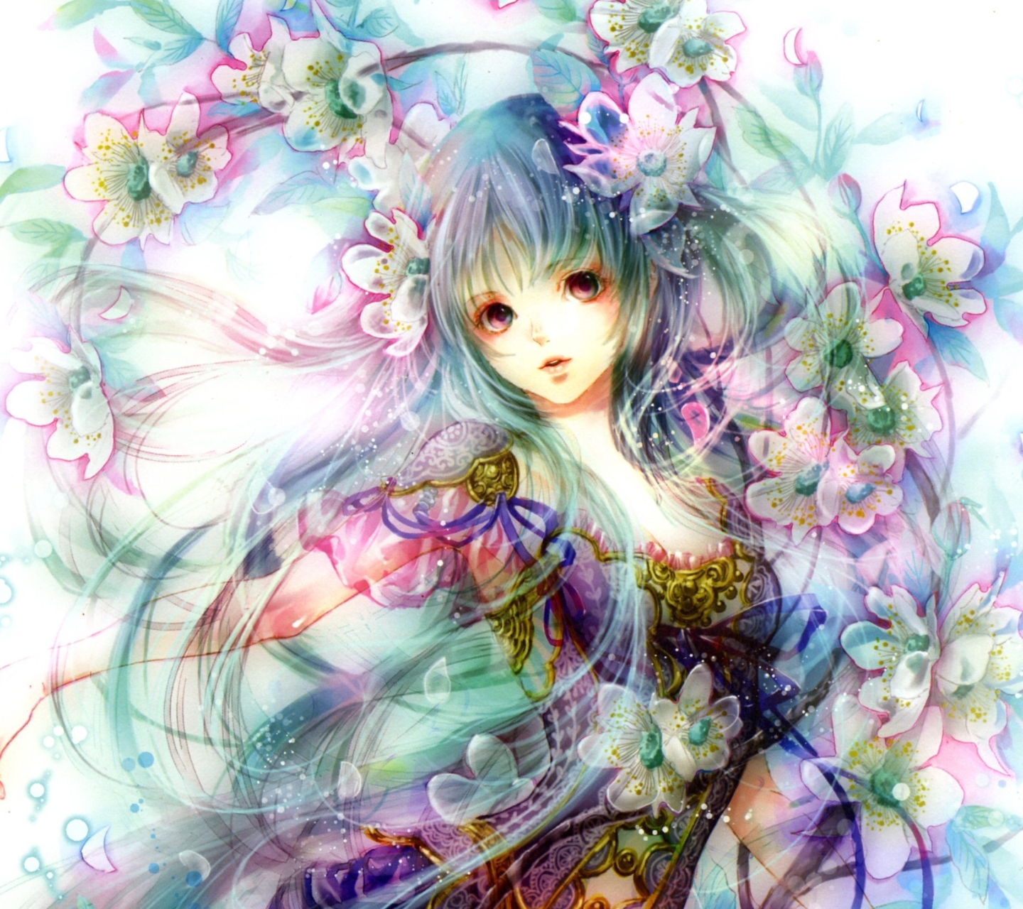 Free download wallpaper Anime, Flower, Girl, Dancing on your PC desktop