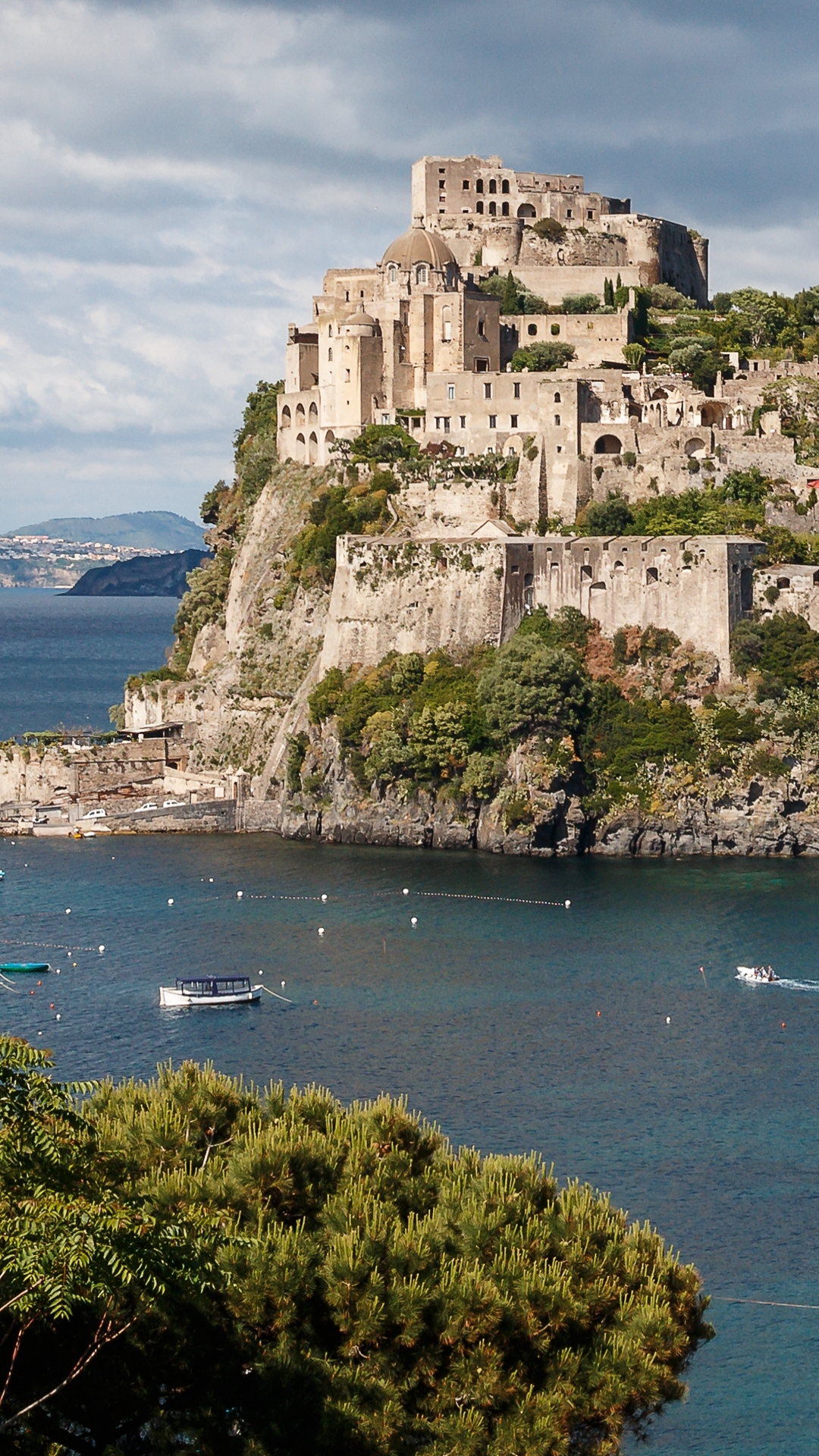 italy, man made, aragonese castle, ischia, gulf of naples, volcanic rock, castle, sea, castles